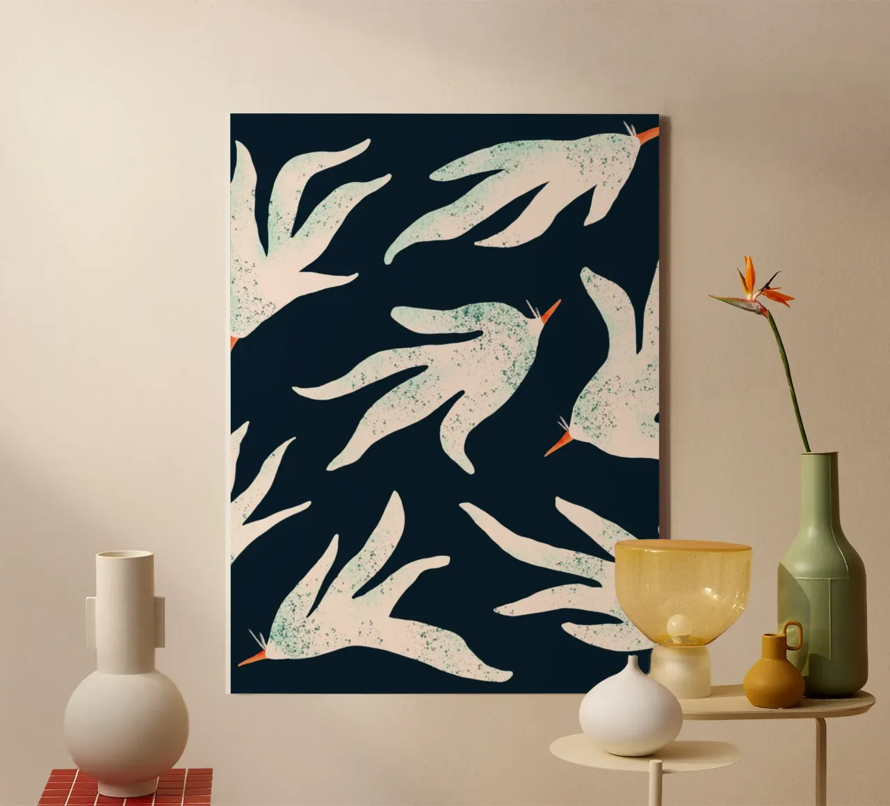 Free floating birds tela con Cornice a cassetta da Studio Fiamma