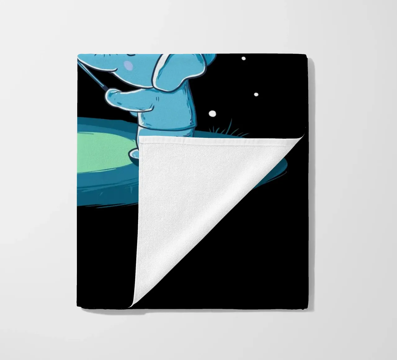 cute blue elephant wielding a golf club beach towel by ramosashop