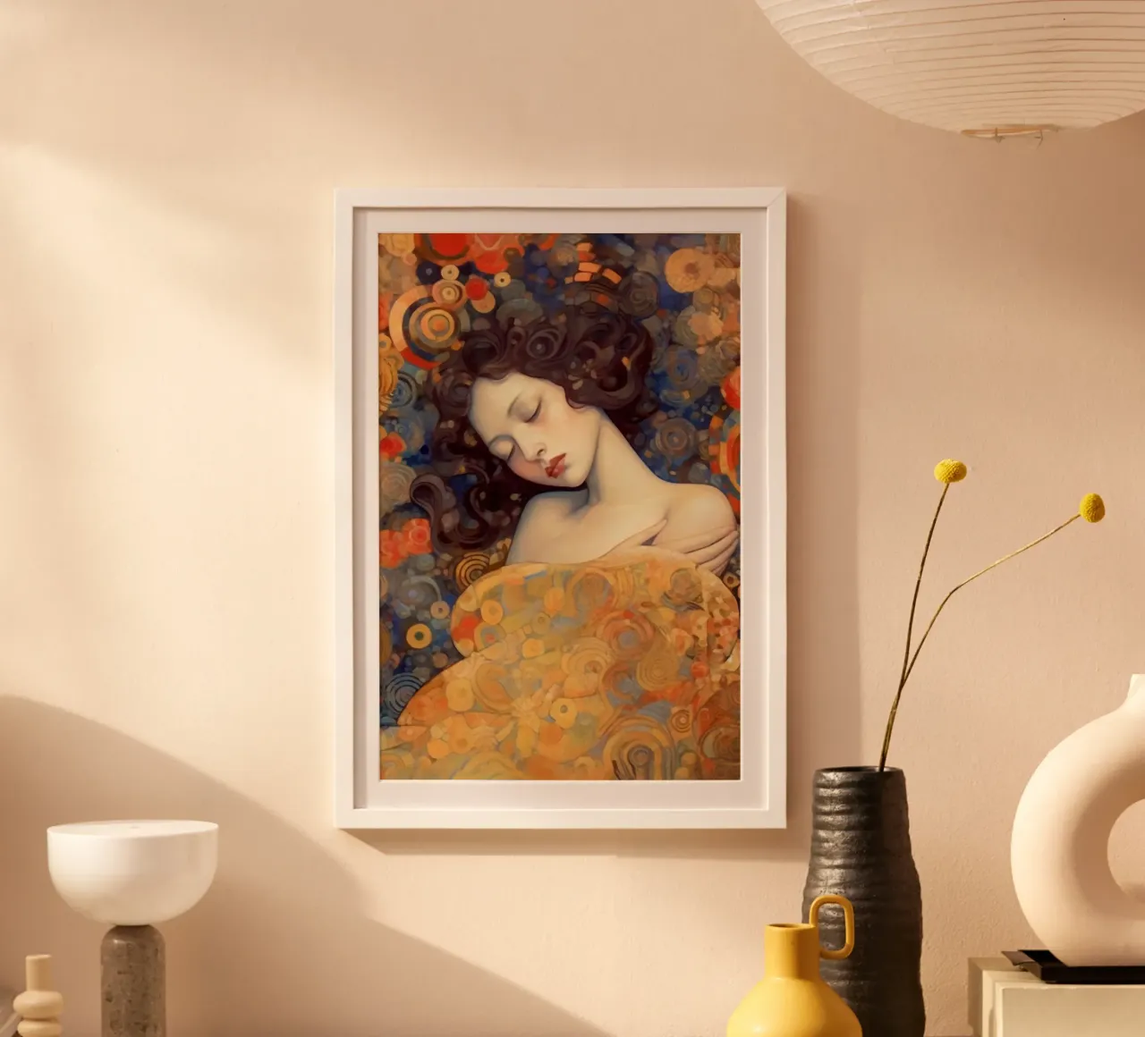 Emel Tunaboylu - La Bella Addormentata ispirata a Klimt poster con telaio in alluminio da The Artcircle