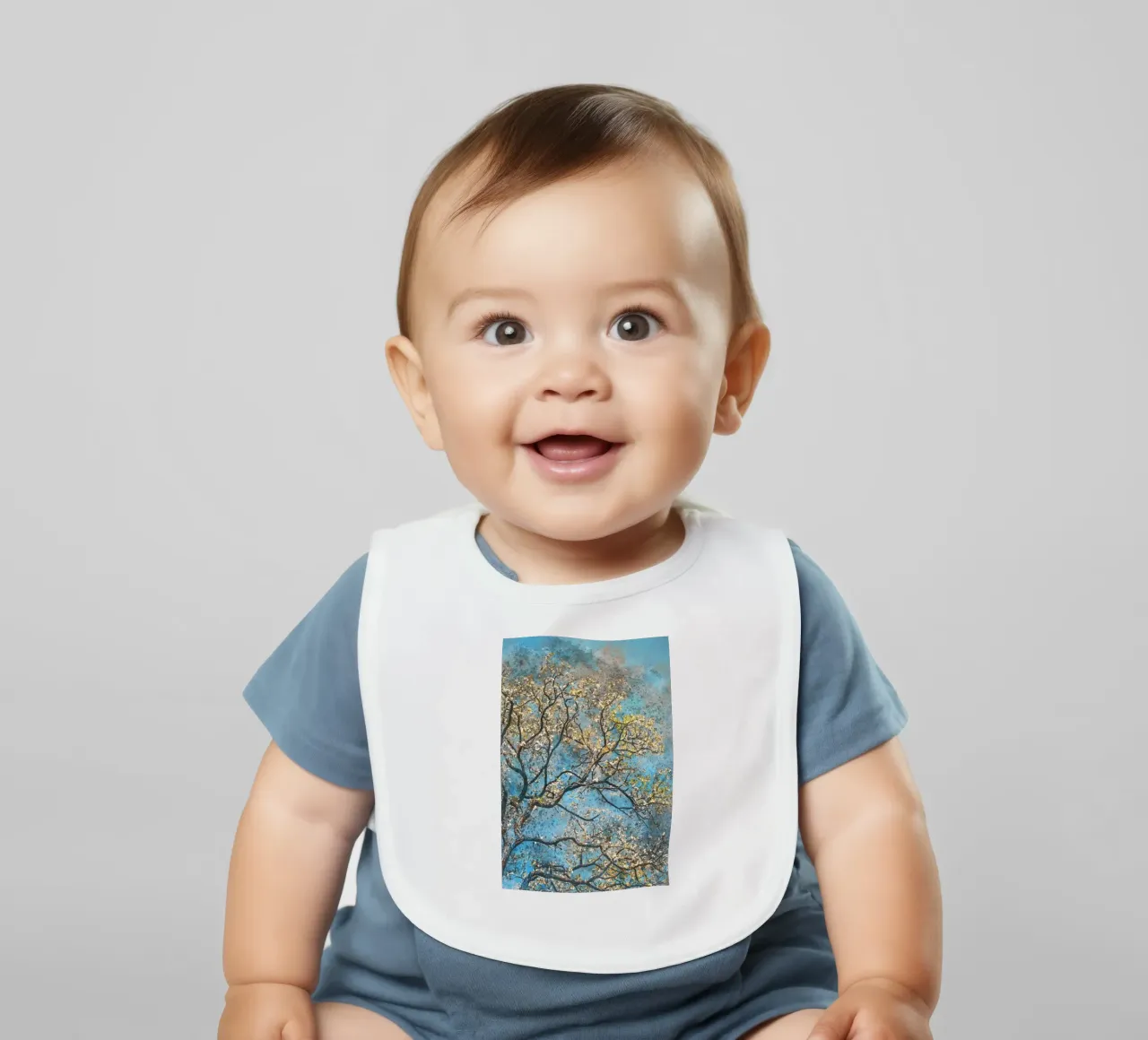 Spring tree baby bib by Justyna Jaszke JBJart