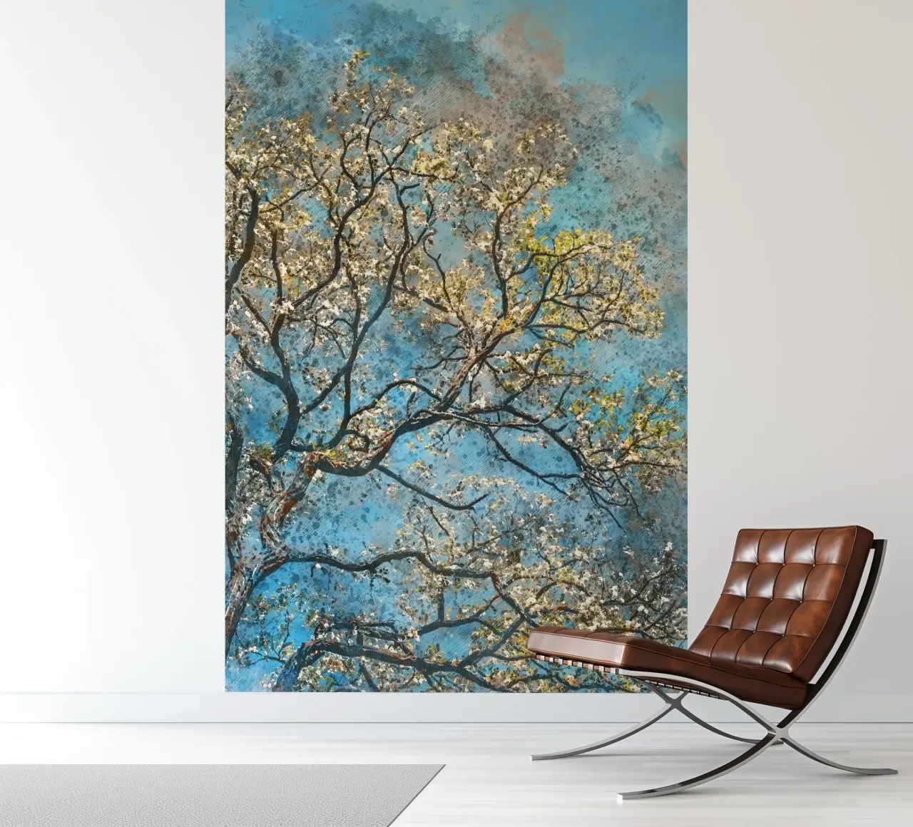 Lente boom fotobehang van Justyna Jaszke JBJart