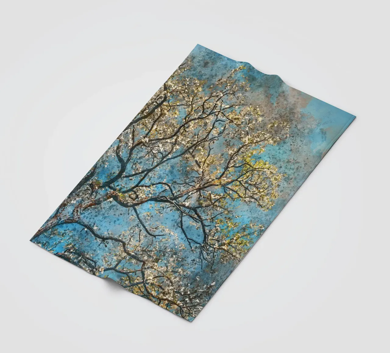 Spring tree fleece blanket by Justyna Jaszke JBJart
