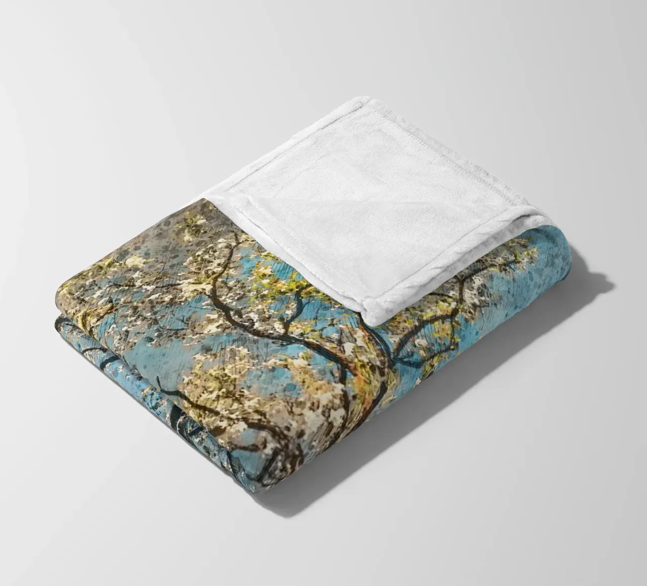 Spring tree fleece blanket by Justyna Jaszke JBJart