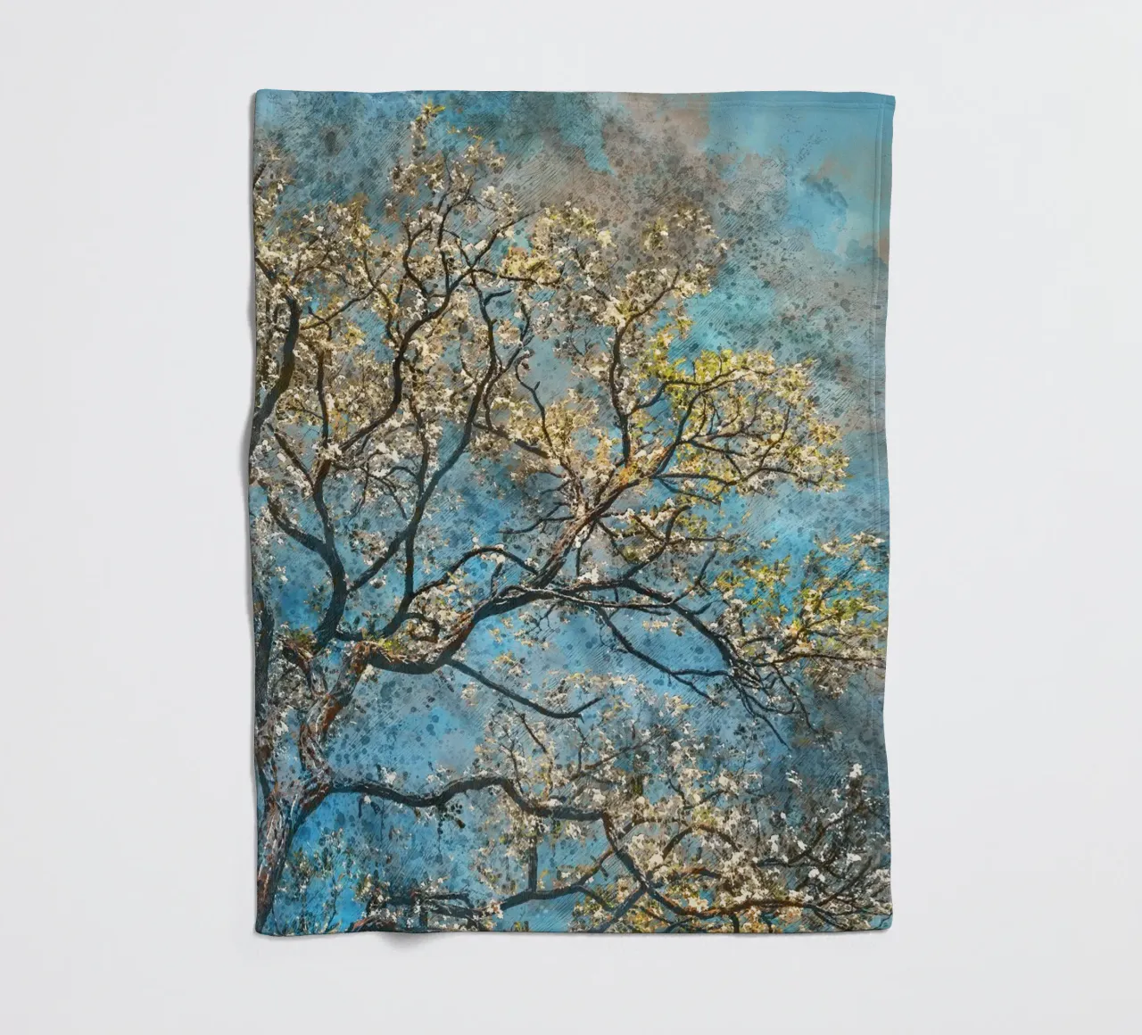 Spring tree fleece blanket by Justyna Jaszke JBJart