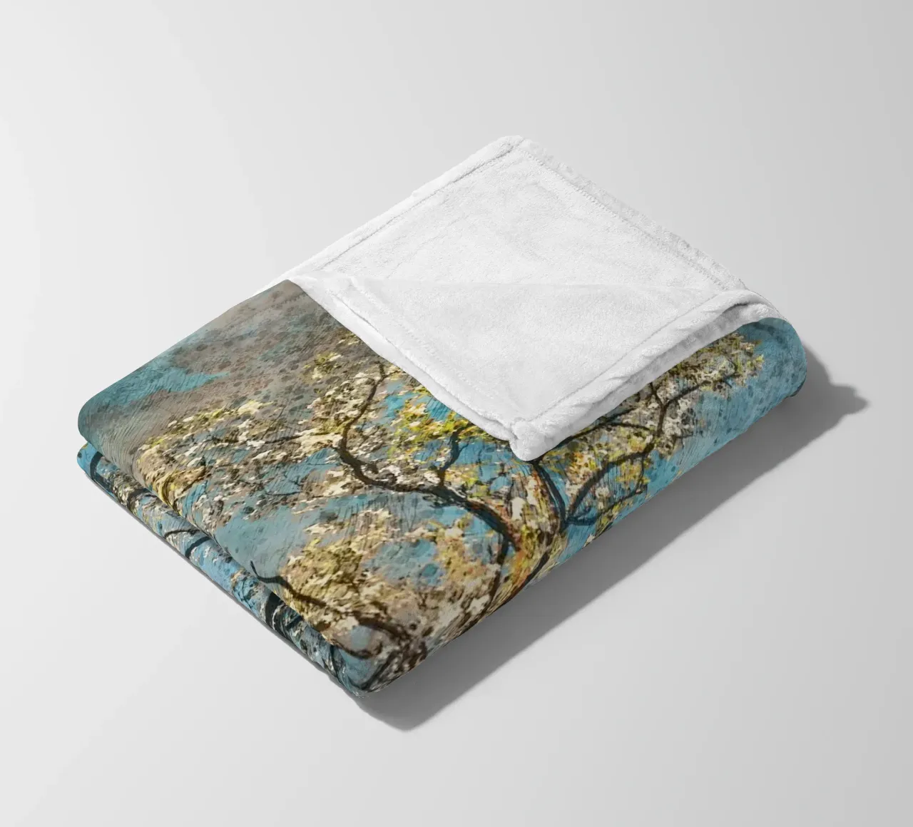 Spring tree fleece blanket by Justyna Jaszke JBJart