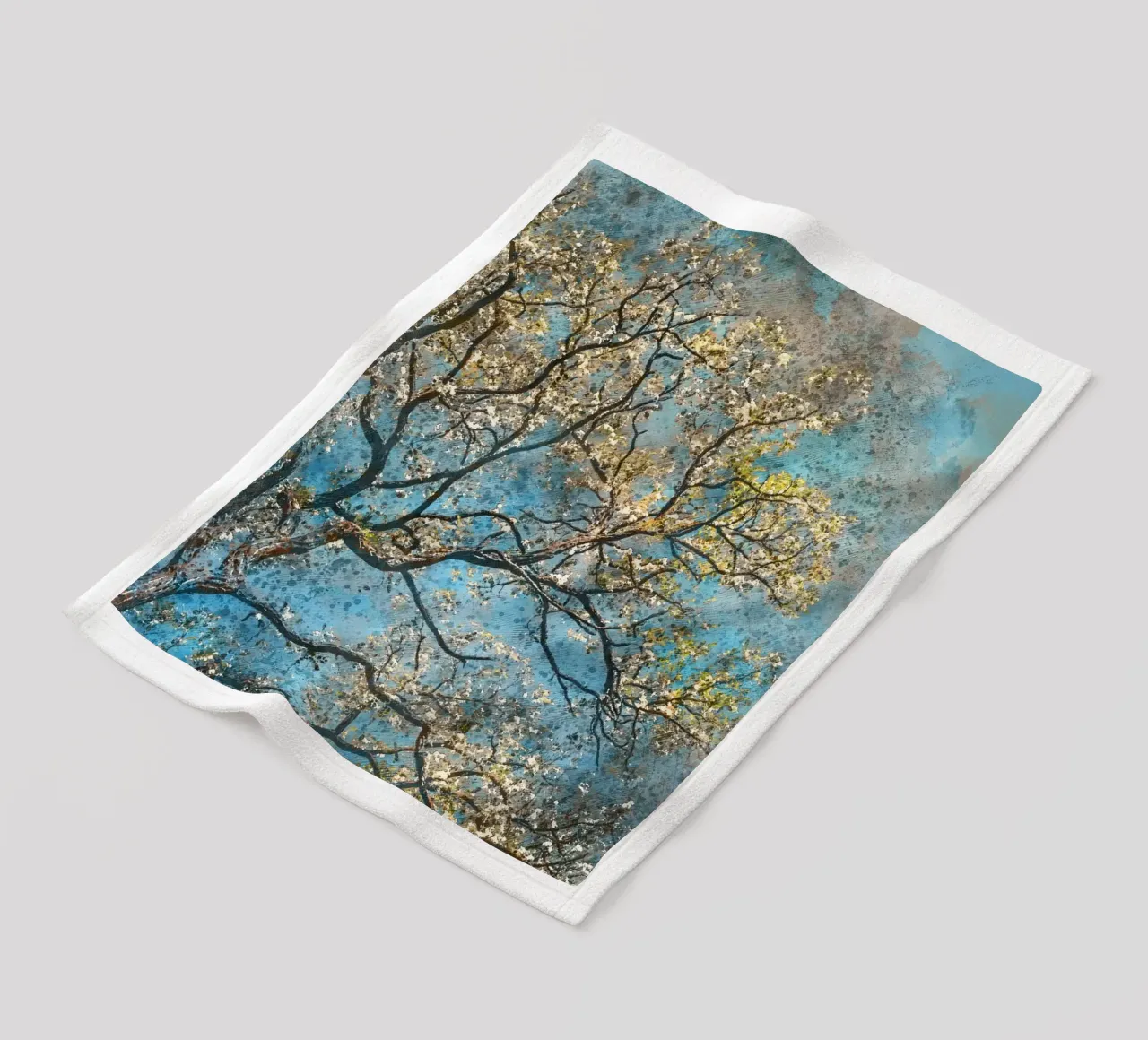 Spring tree fleece blanket by Justyna Jaszke JBJart