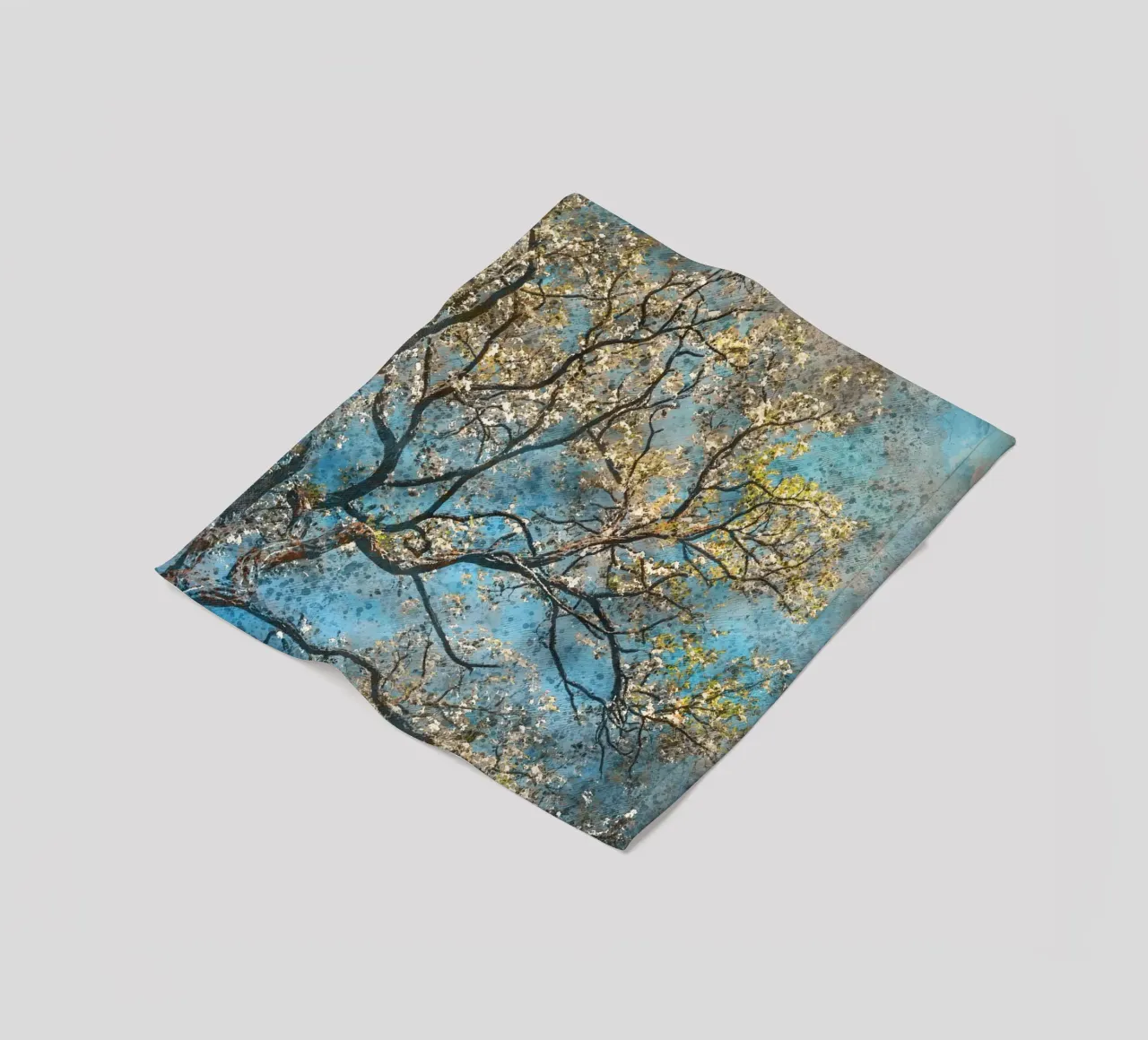 Spring tree fleece blanket by Justyna Jaszke JBJart