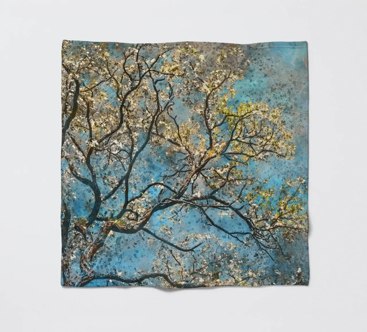 Spring tree fleece blanket by Justyna Jaszke JBJart