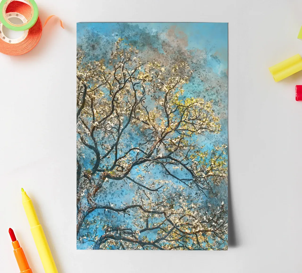 Spring tree stickervel van Justyna Jaszke JBJart