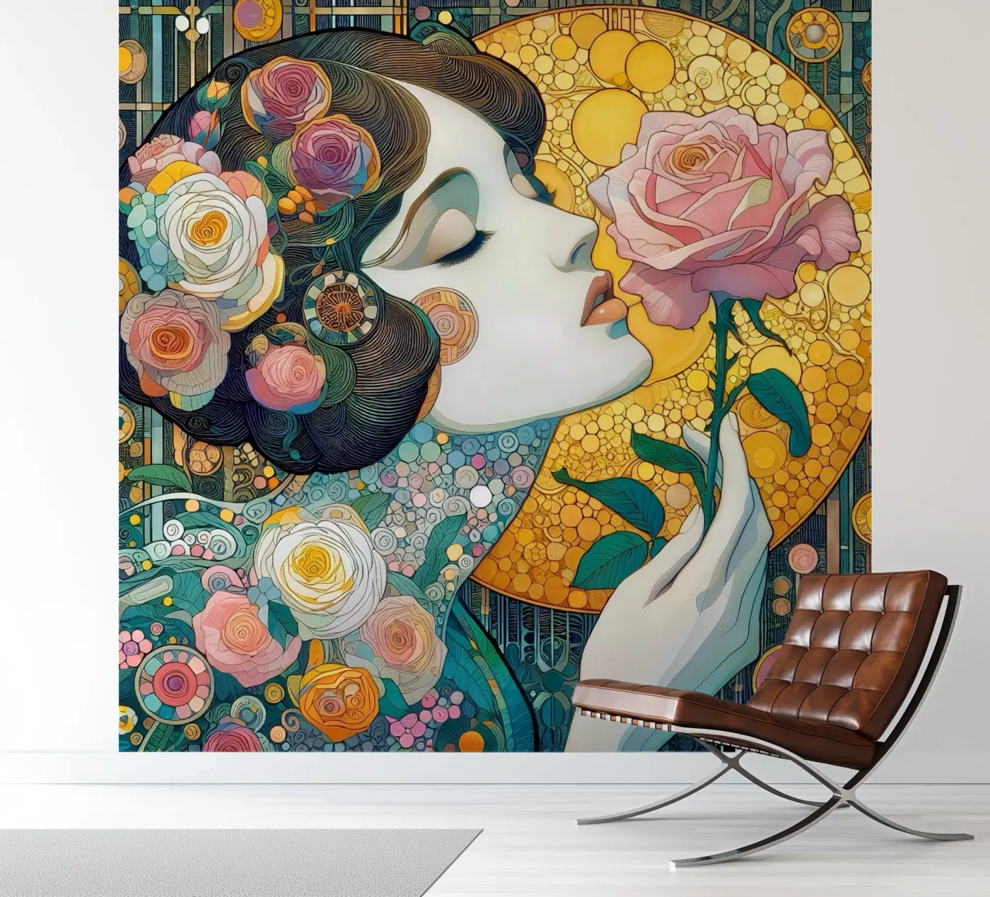 Rozengeur fotobehang van Art-Nouveau-Dsg