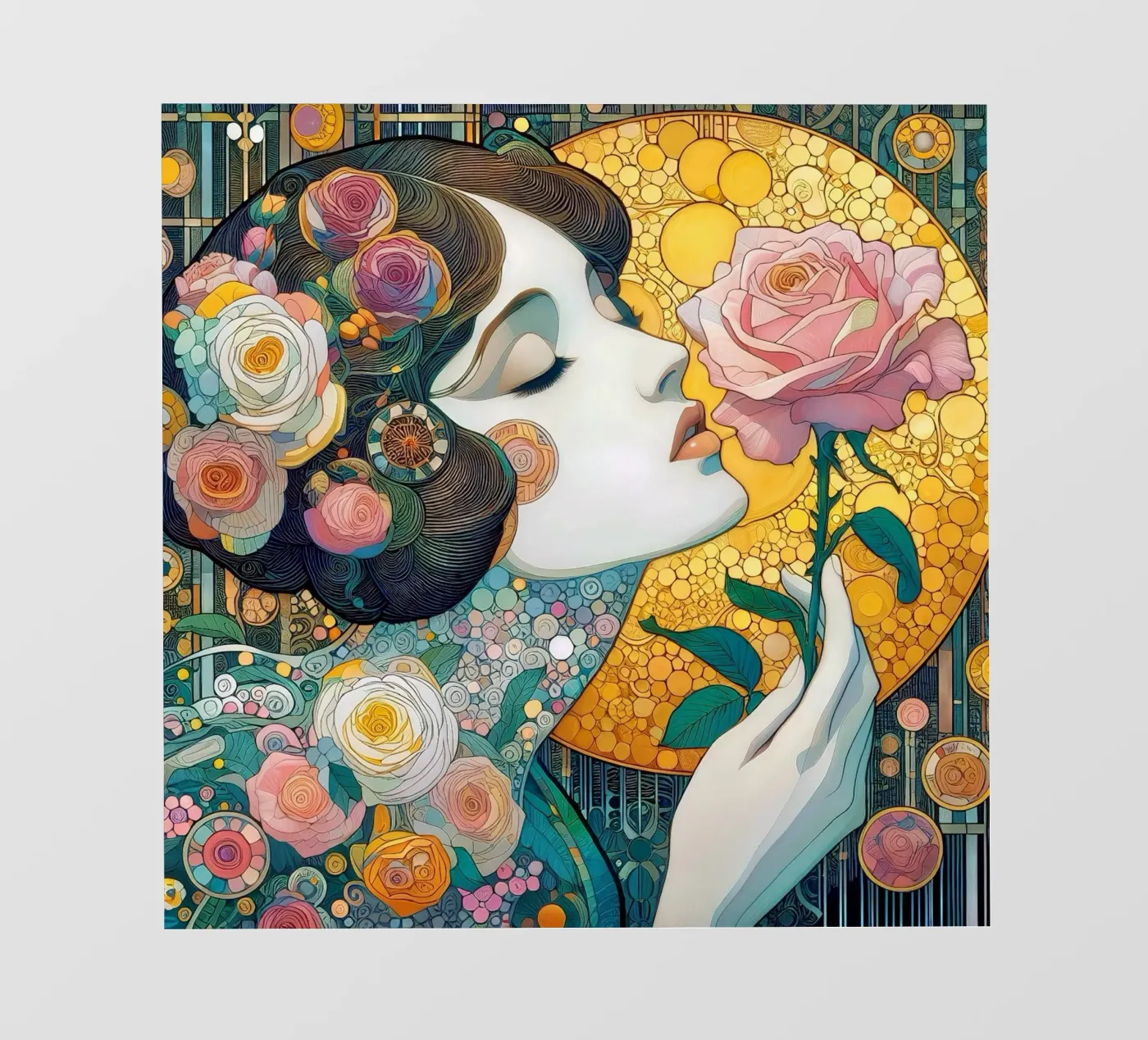 Rozengeur fotobehang van Art-Nouveau-Dsg