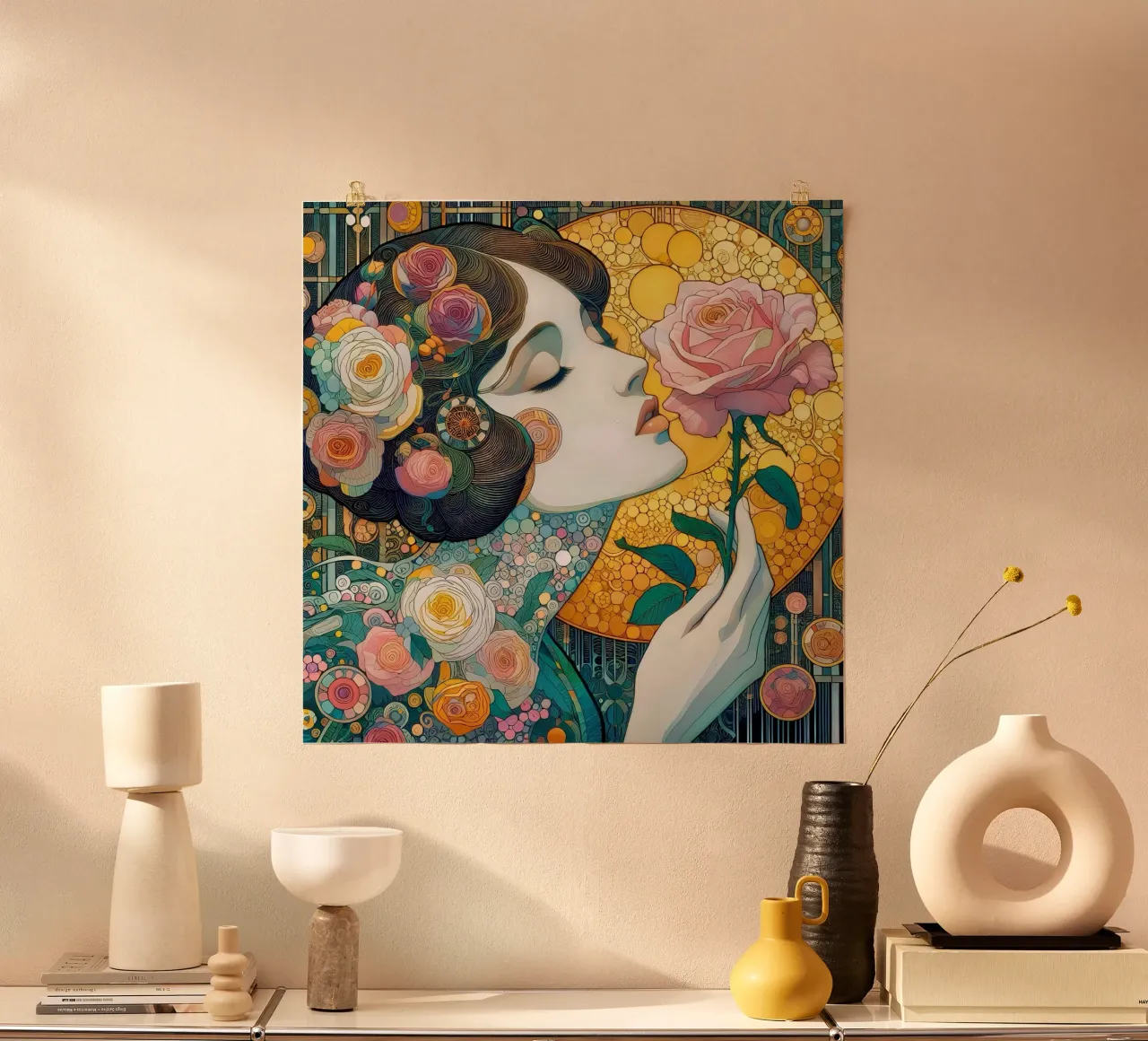 Profumo di rosa poster con telaio in plastica da Art-Nouveau-Dsg
