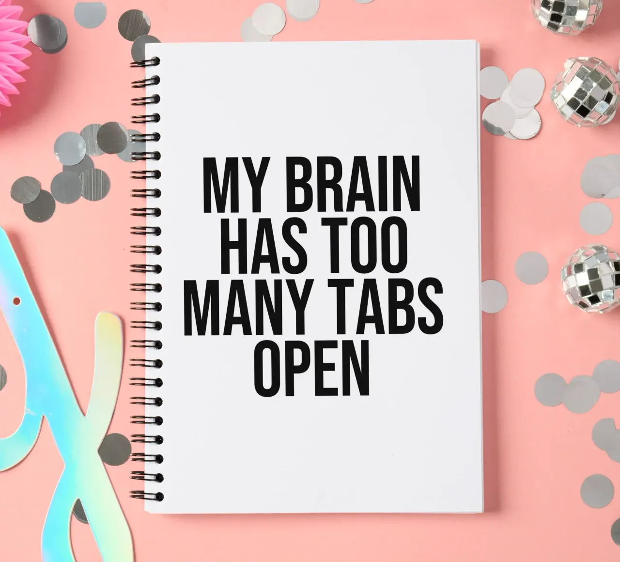 My brain has too many tabs open quote spiral notebook by Paigaam Studio