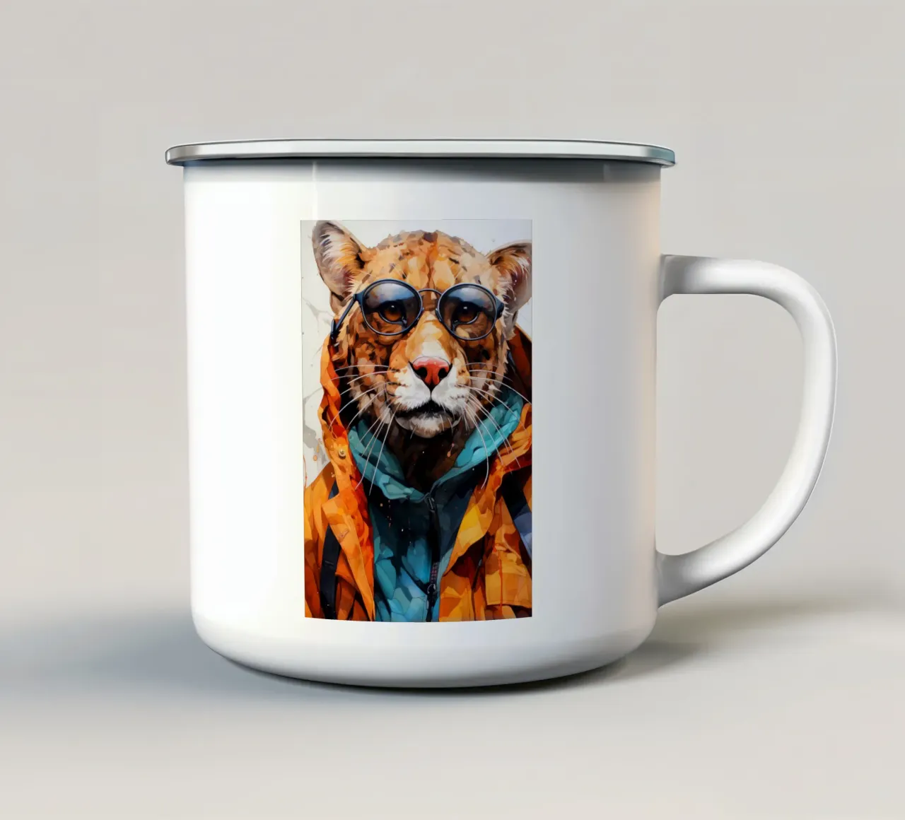 Arte animale del ghepardo tazza in smalto da Justyna Jaszke JBJart