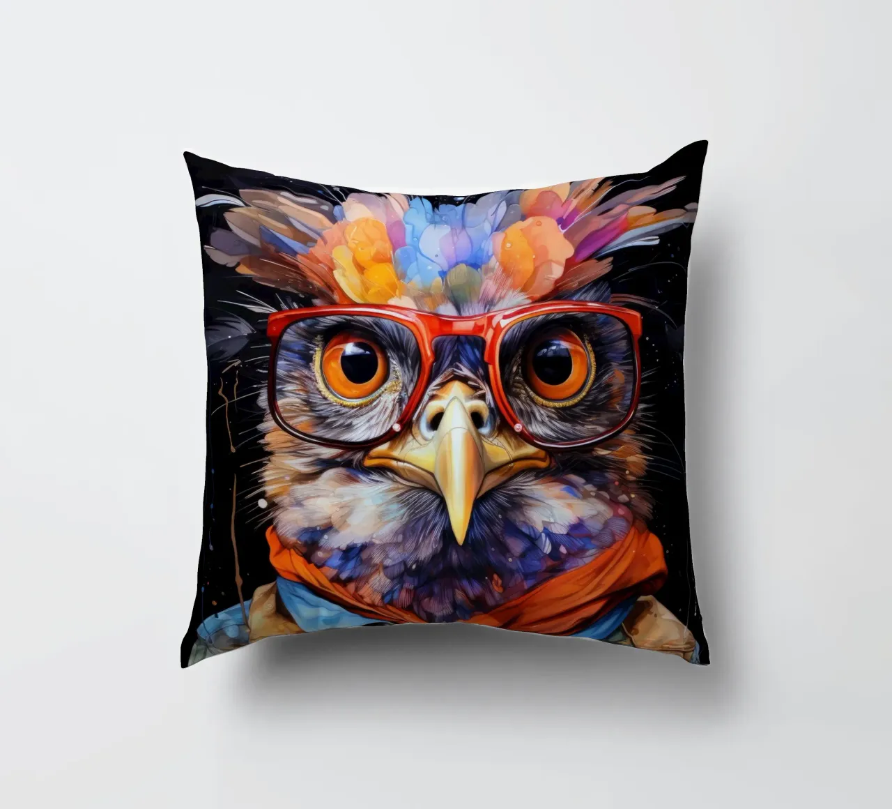 Gufo hipster arte animale cuscino da Justyna Jaszke JBJart