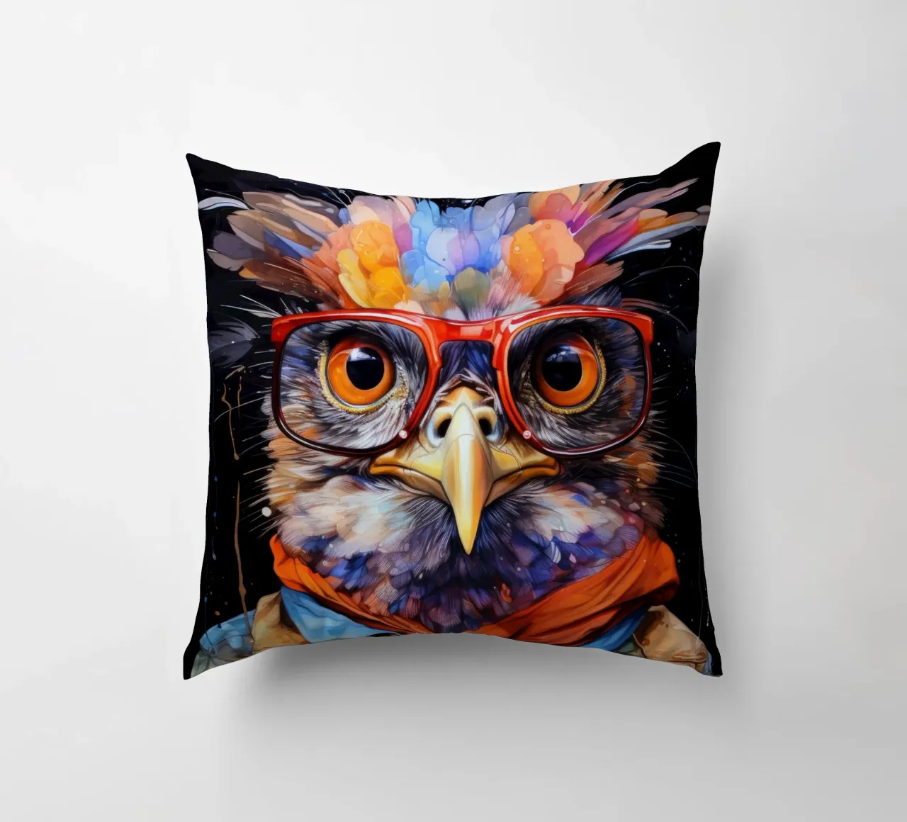Gufo hipster arte animale cuscino da Justyna Jaszke JBJart
