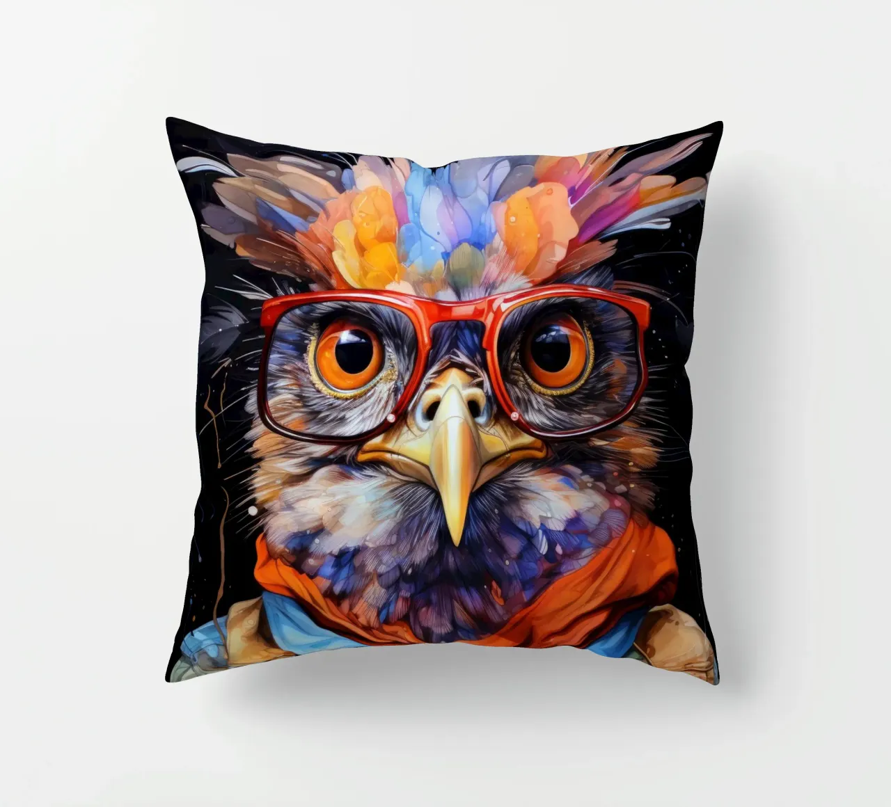 Gufo hipster arte animale cuscino da Justyna Jaszke JBJart