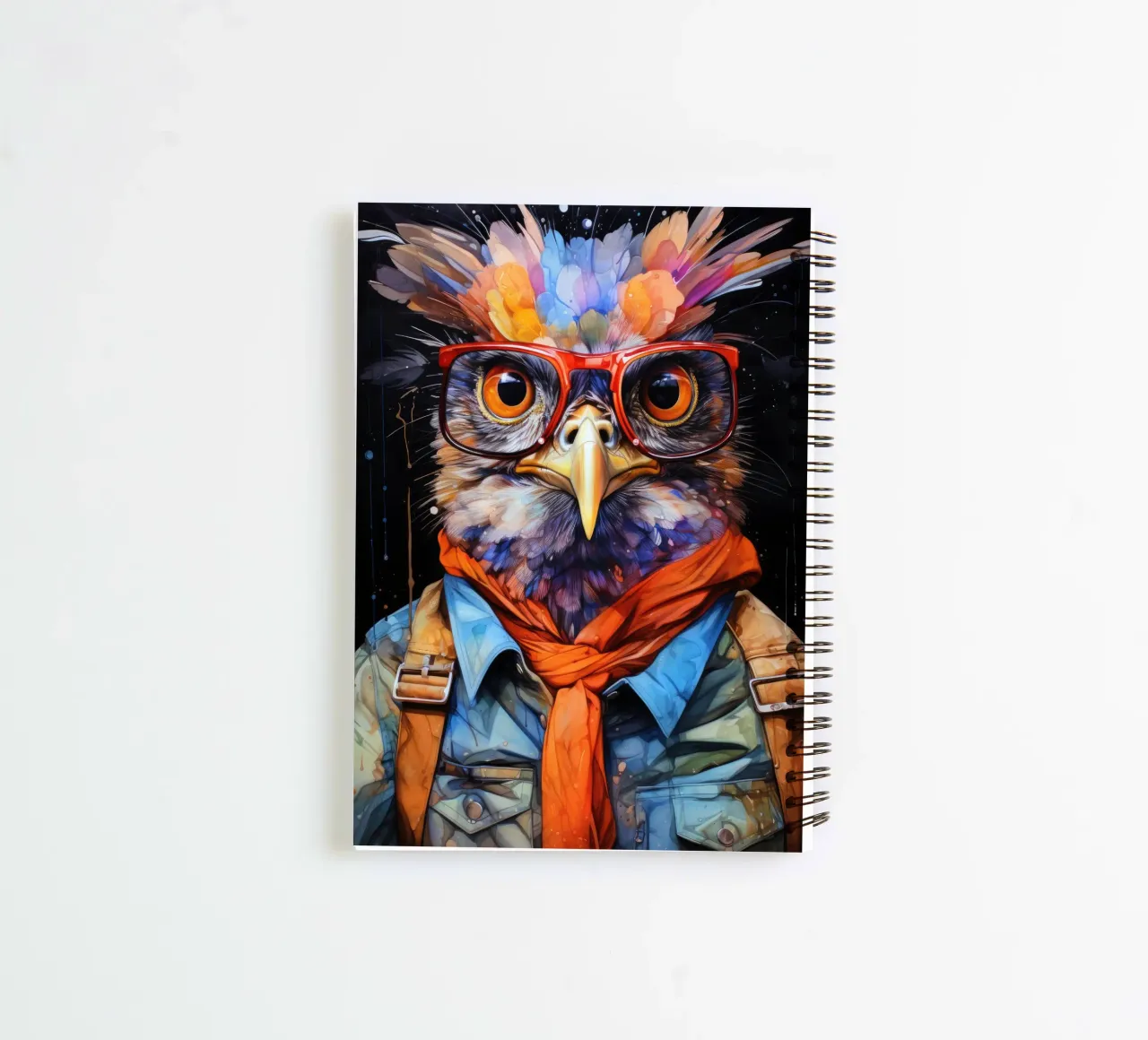 Hipster owl animal art spiral notebook by Justyna Jaszke JBJart