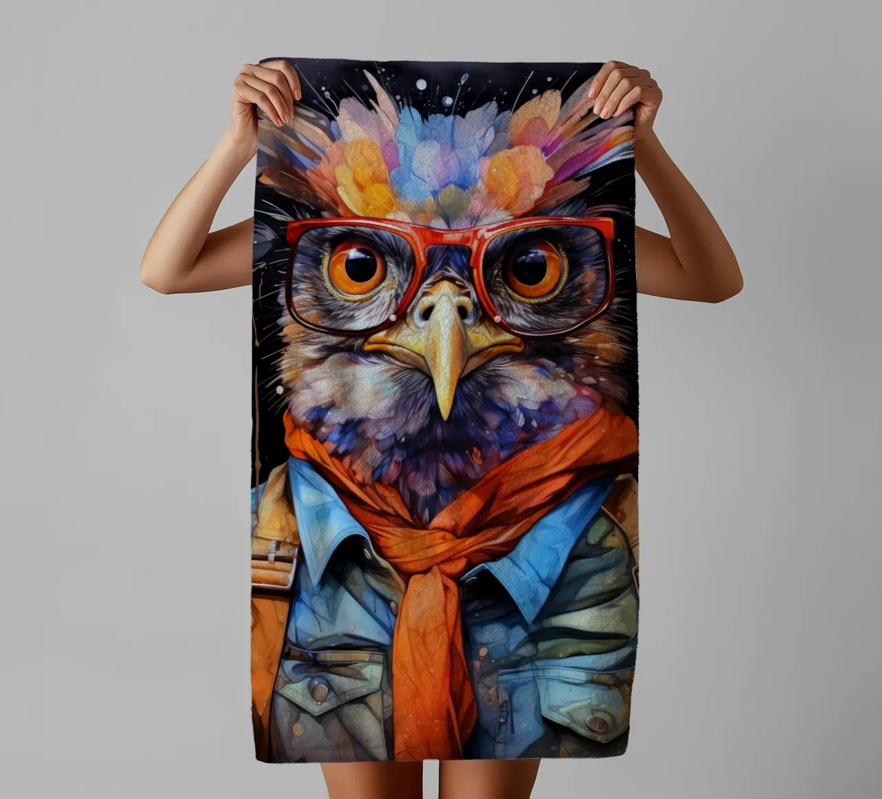 Gufo hipster arte animale asciugamano da bagno da Justyna Jaszke JBJart