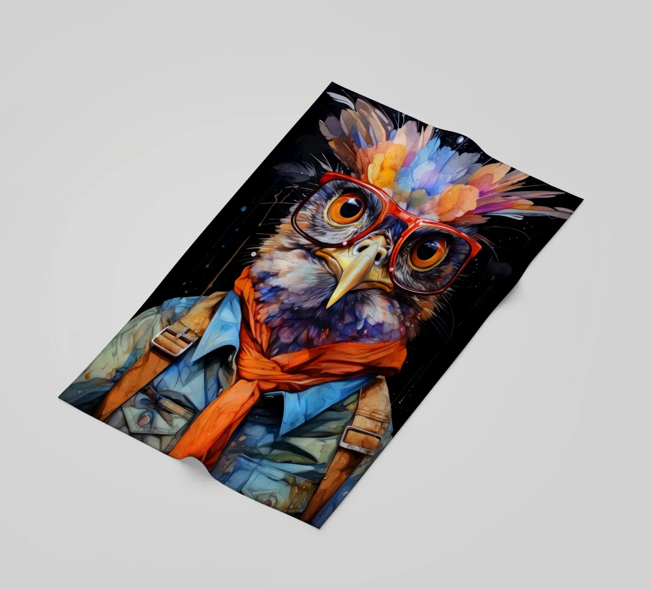 Hipster owl animal art beach towel by Justyna Jaszke JBJart