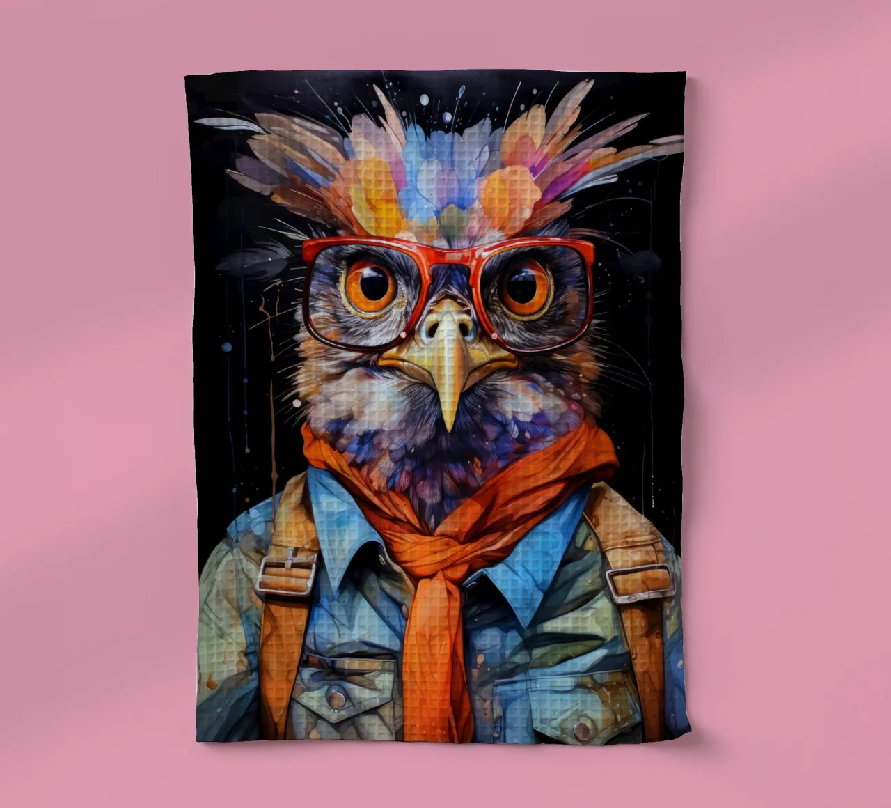Gufo hipster arte animale canovaccio da cucina da Justyna Jaszke JBJart
