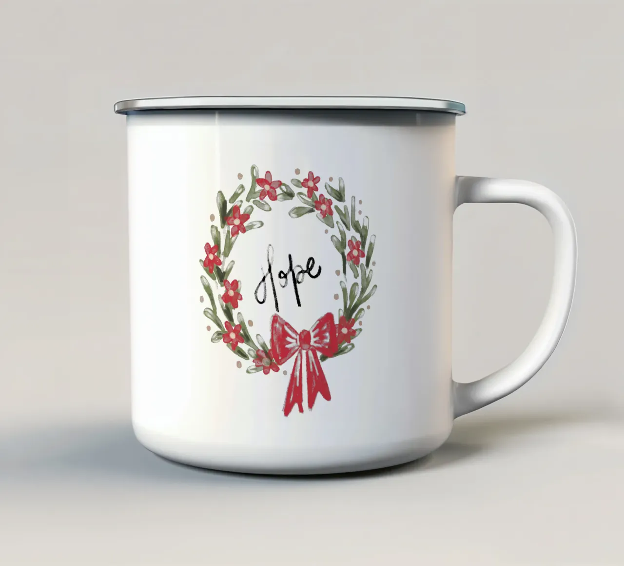 Hope - Christmas Wreath with Bow tazza in smalto da anisillustration