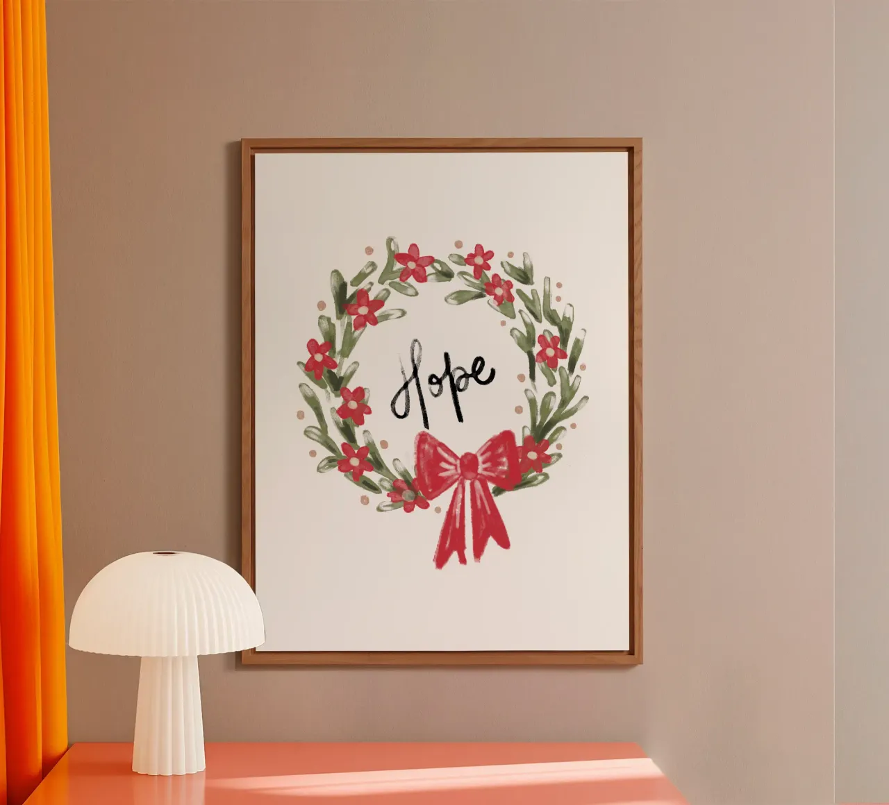 Hope - Christmas Wreath with Bow alluminio dibond da anisillustration