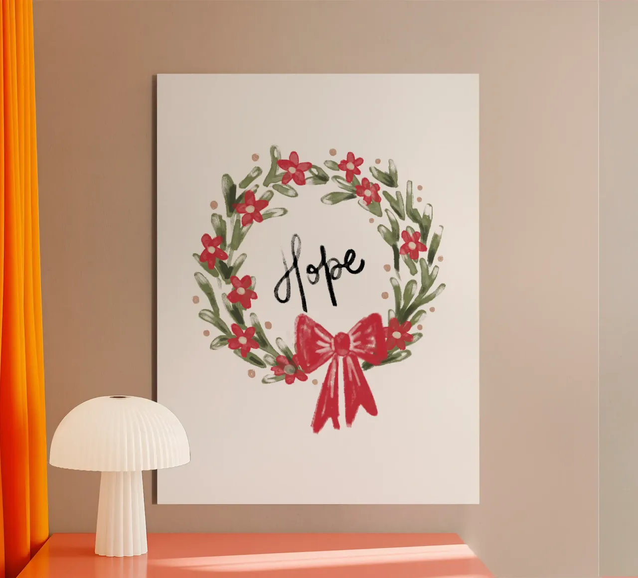 Hope - Christmas Wreath with Bow alluminio dibond da anisillustration
