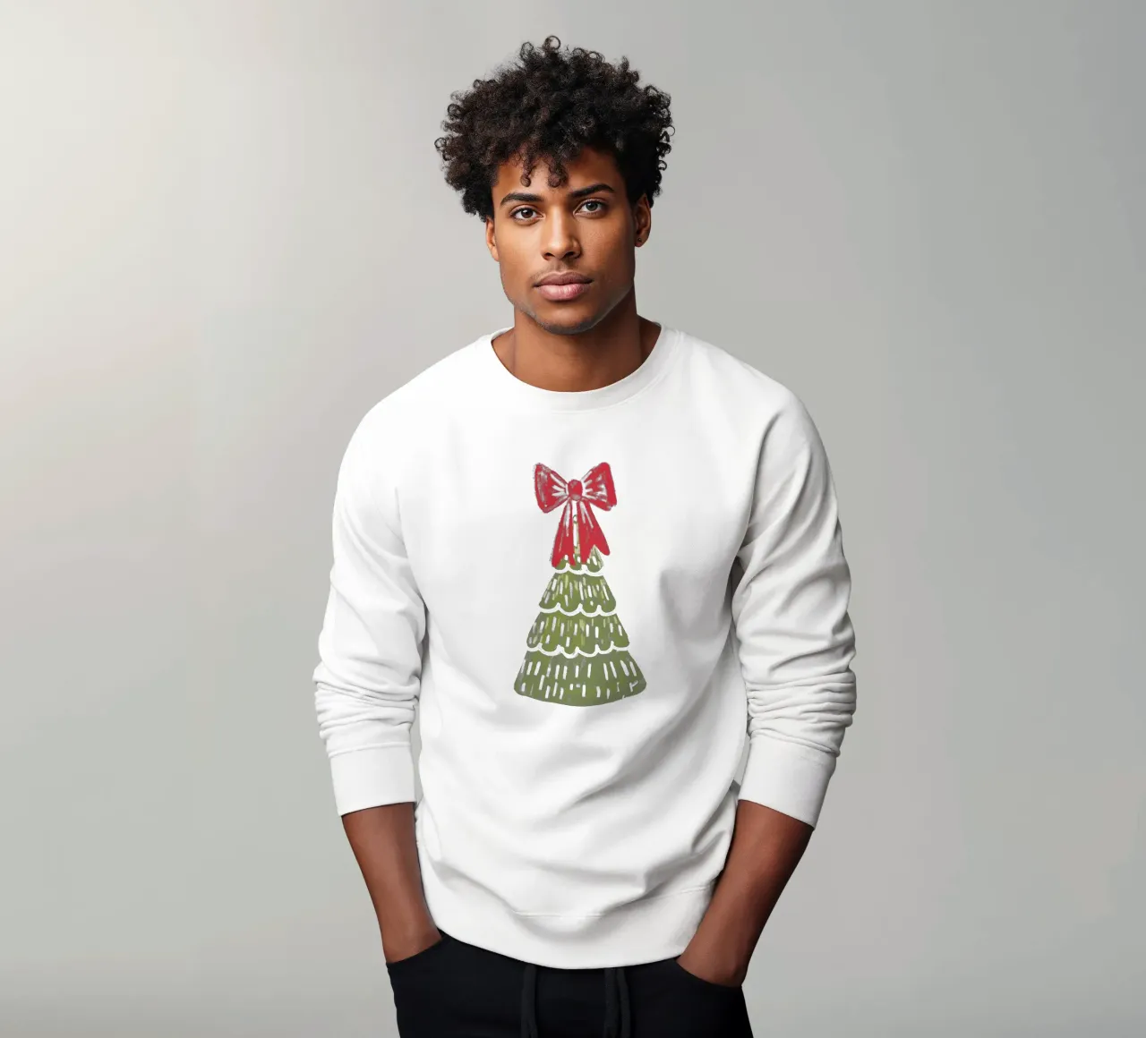 Christmas Pine Tree with red bow felpa da anisillustration