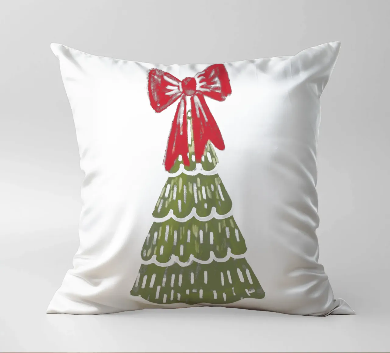 Christmas Pine Tree with red bow cuscino da anisillustration