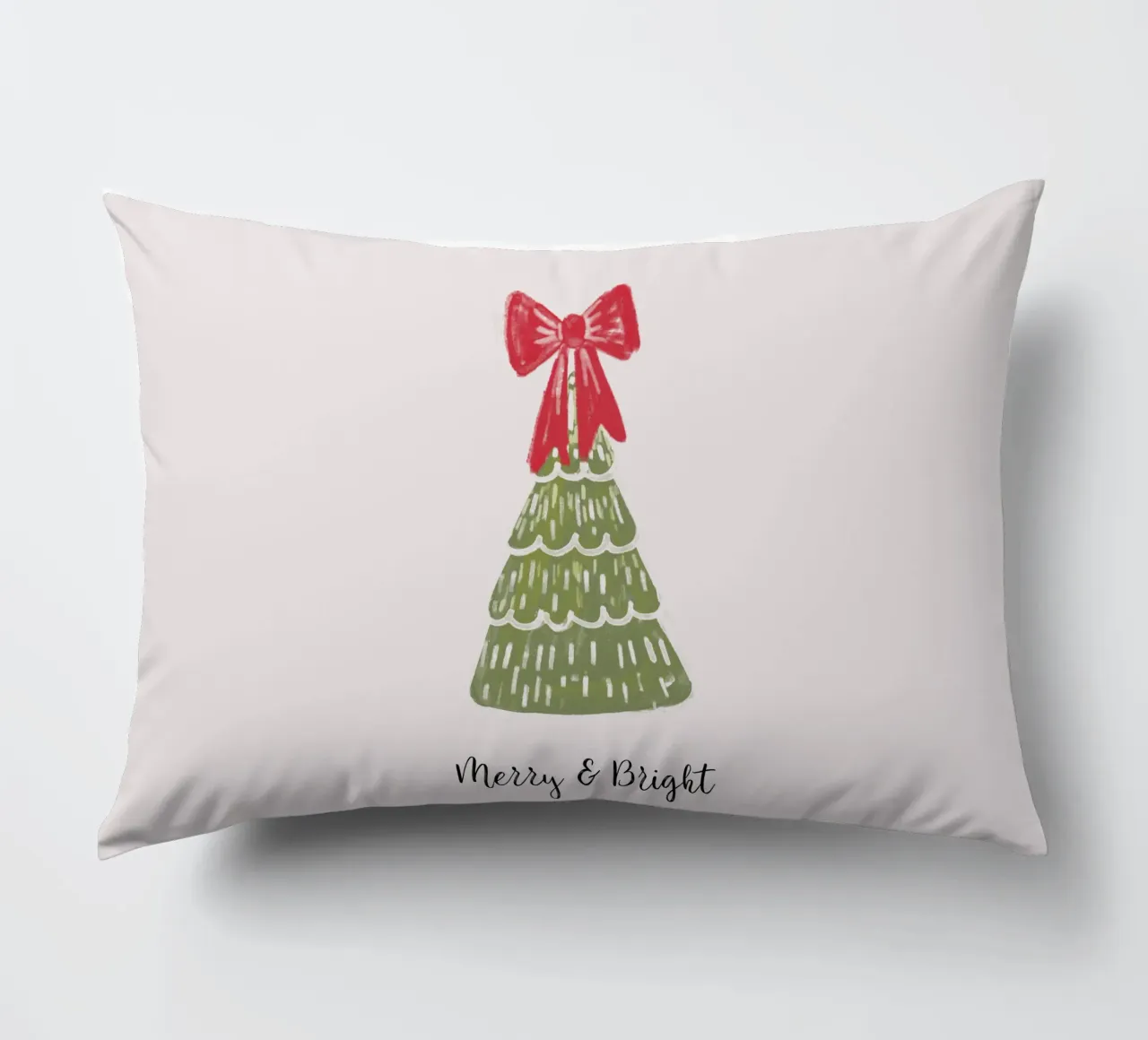 Christmas Pine Tree with red bow and quote cuscino da anisillustration
