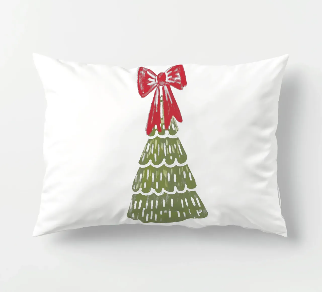Christmas Pine Tree with red bow cuscino da anisillustration