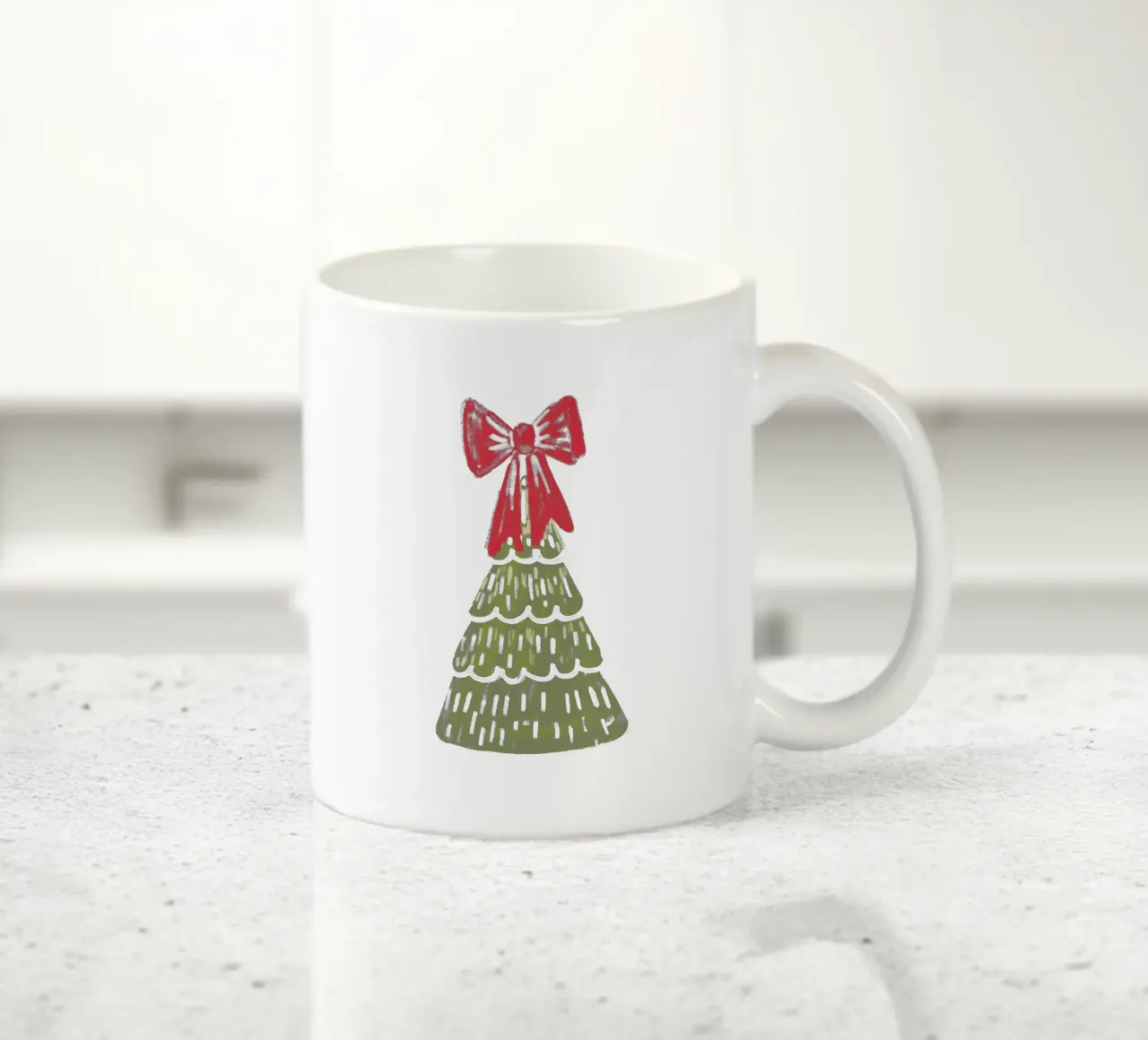 Christmas Pine Tree with red bow tazza in ceramica da anisillustration