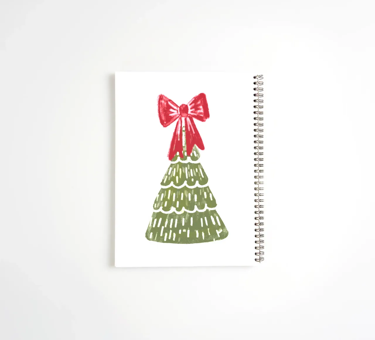 Christmas Pine Tree with red bow spiral notebook by anisillustration