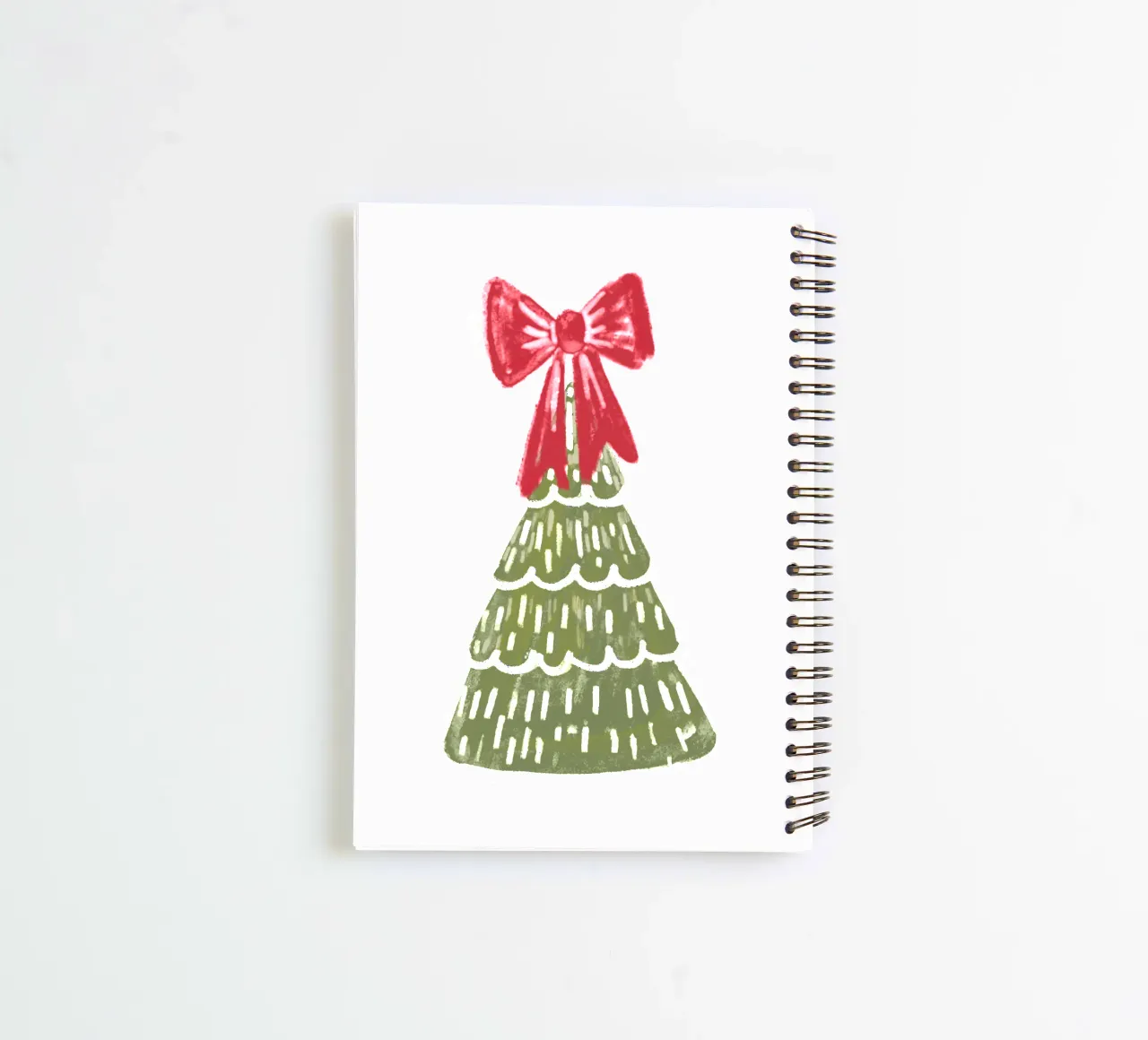 Christmas Pine Tree with red bow spiral notebook by anisillustration
