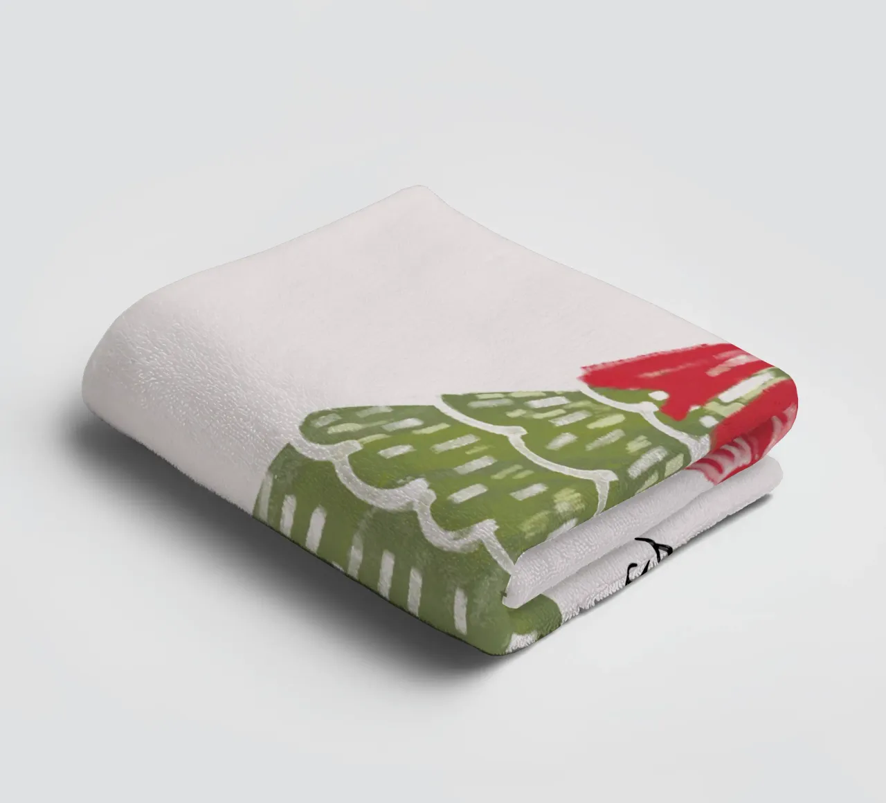 Christmas Pine Tree with red bow and quote asciugamano da bagno da anisillustration