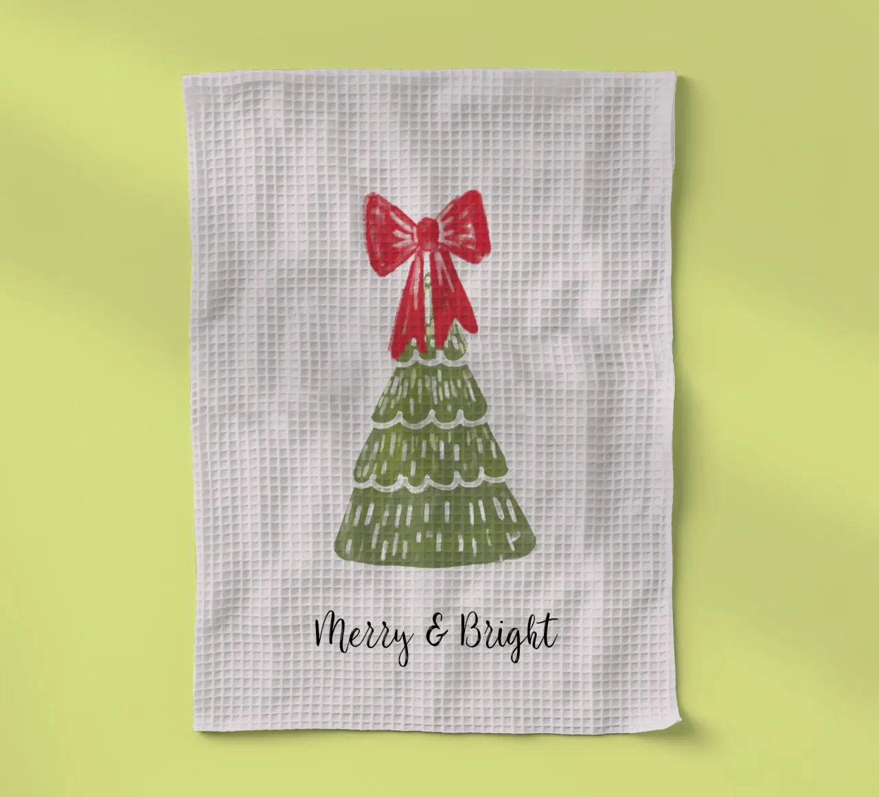 Christmas Pine Tree with red bow and quote canovaccio da cucina da anisillustration