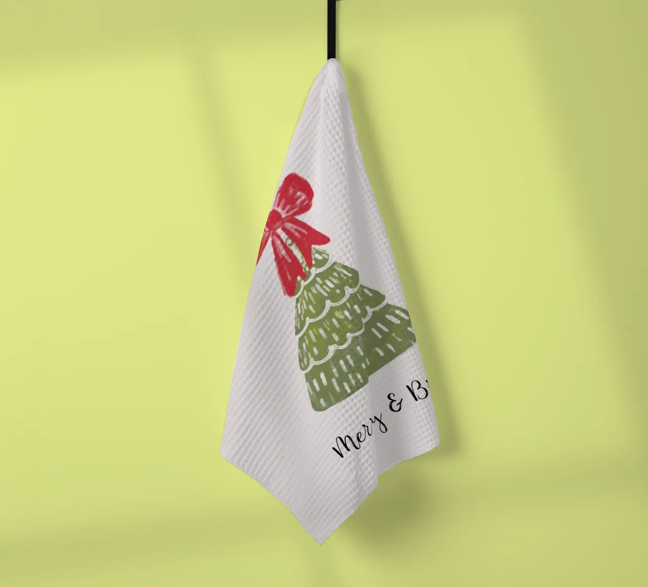 Christmas Pine Tree with red bow and quote canovaccio da cucina da anisillustration