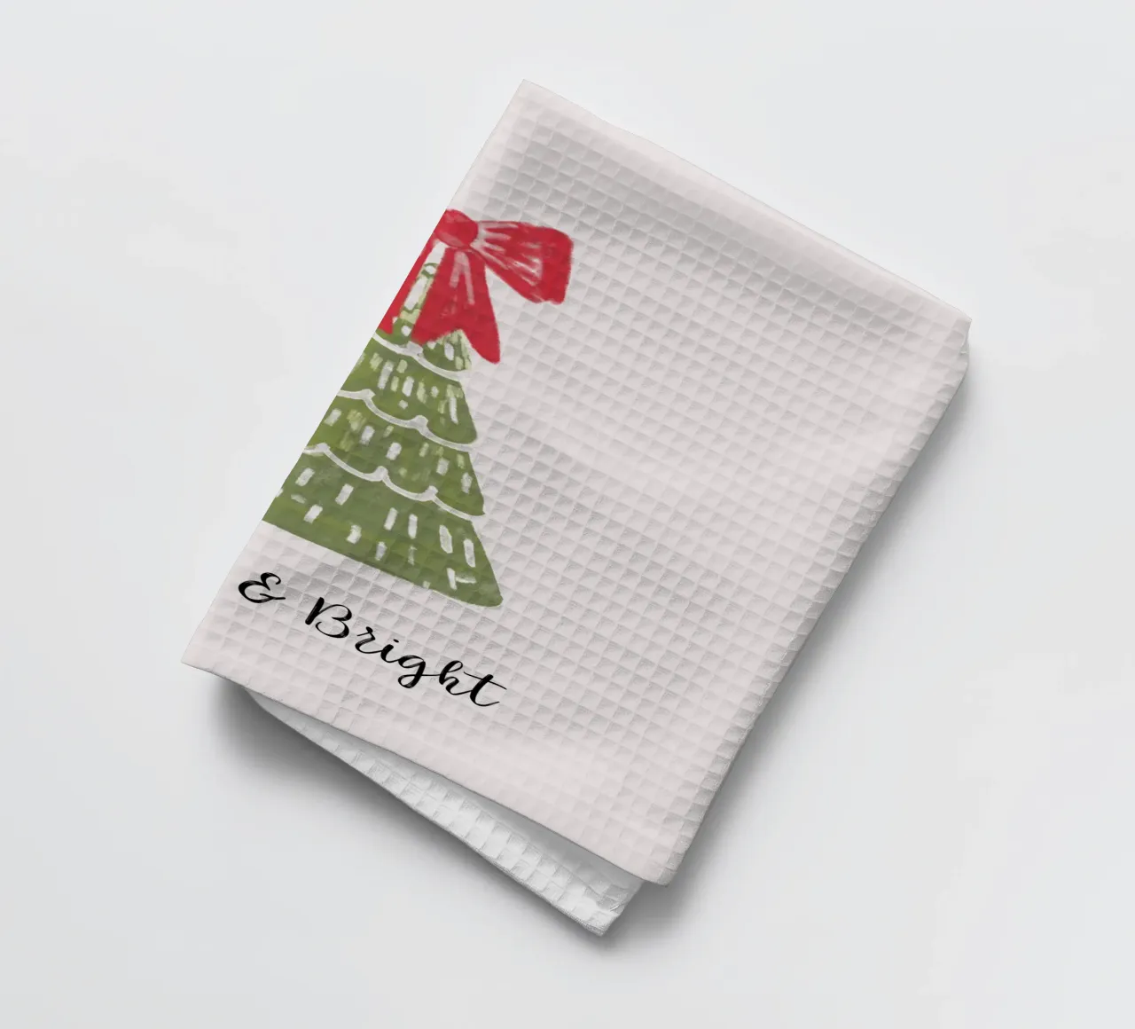 Christmas Pine Tree with red bow and quote canovaccio da cucina da anisillustration