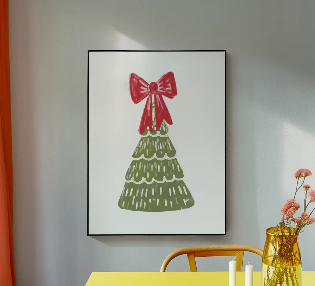 Christmas Pine Tree with red bow plexiglass da anisillustration