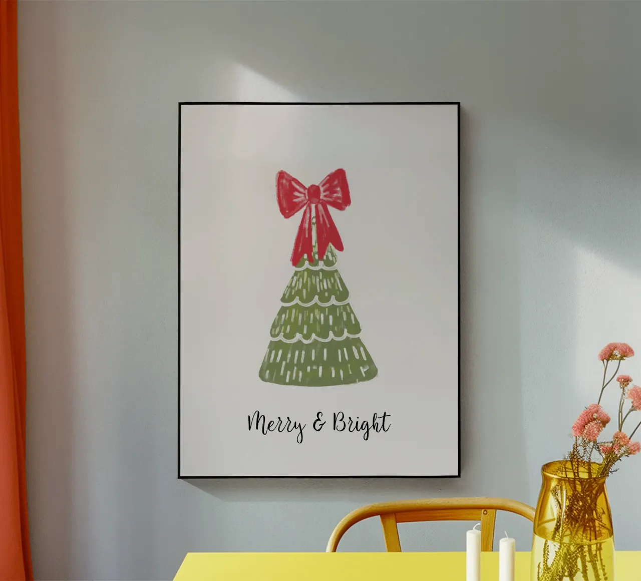 Christmas Pine Tree with red bow and quote plexiglass da anisillustration