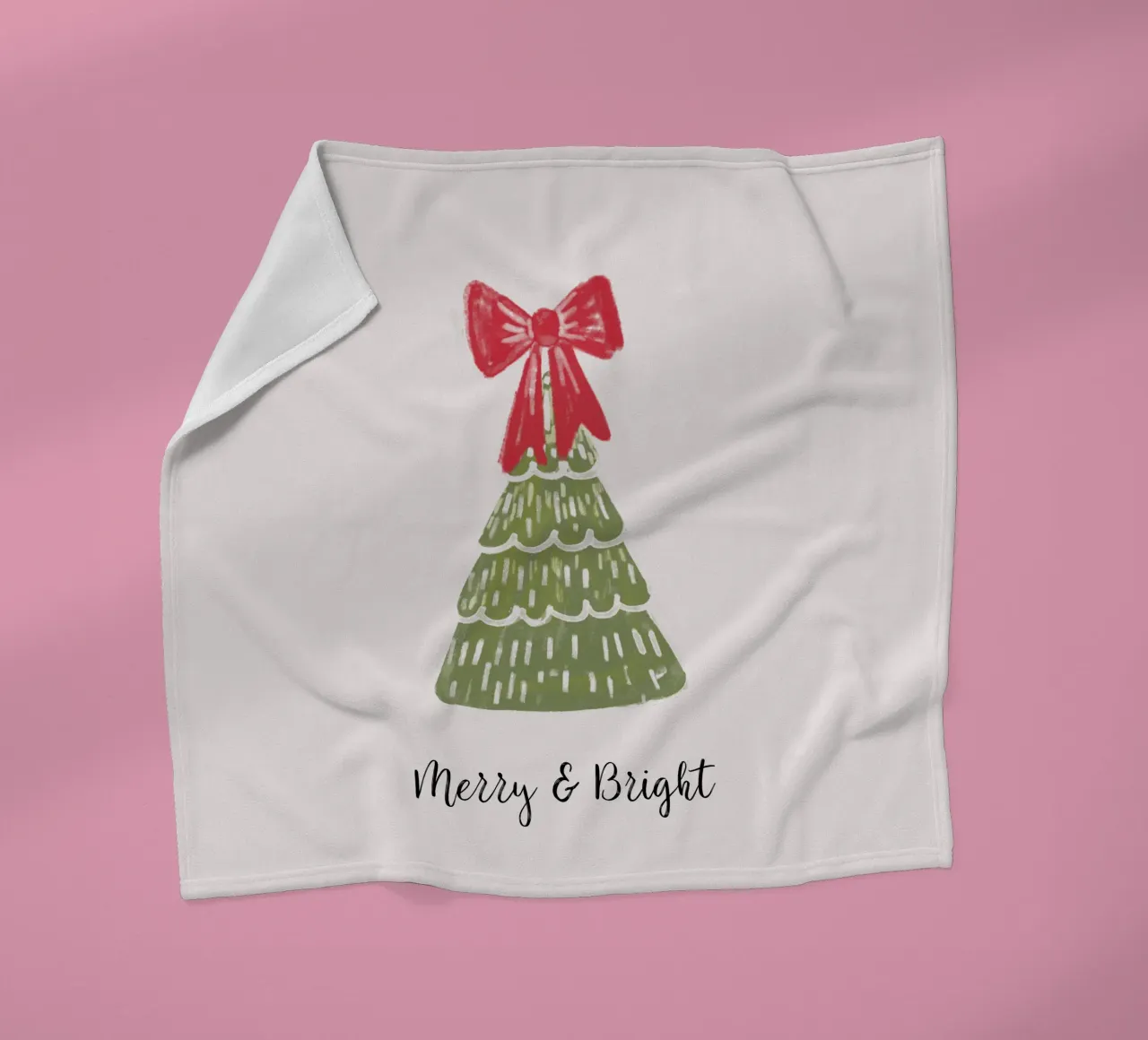 Christmas Pine Tree with red bow and quote coperta in pile da anisillustration