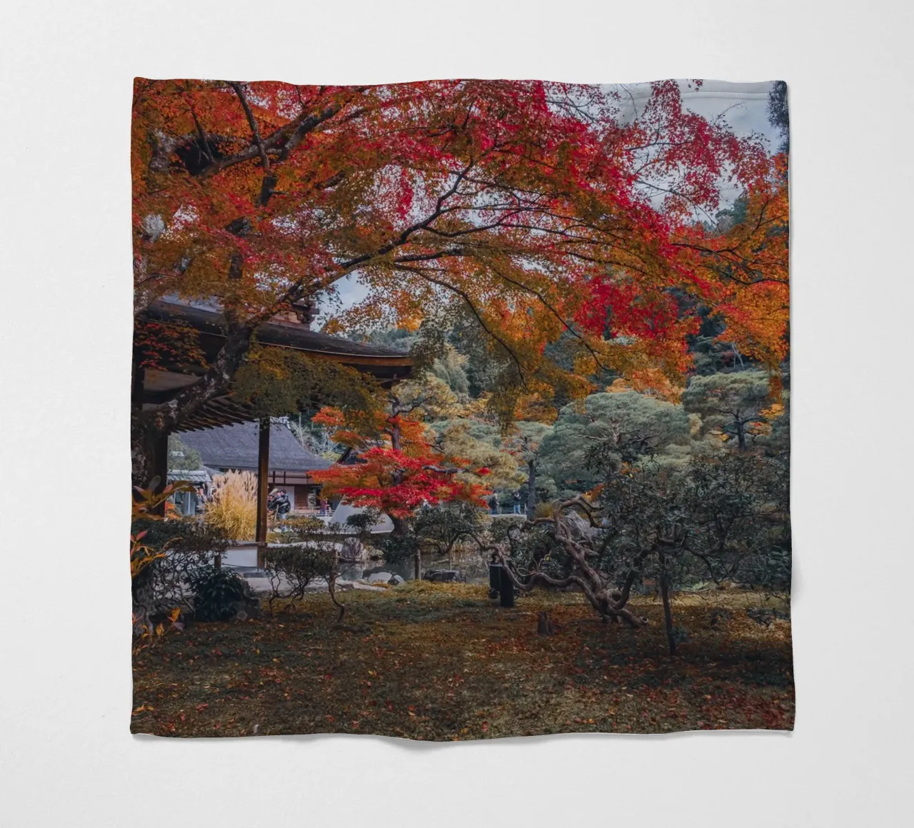 Autumn Temple in Kyoto, Japan fleece blanket by Marcel Bisig