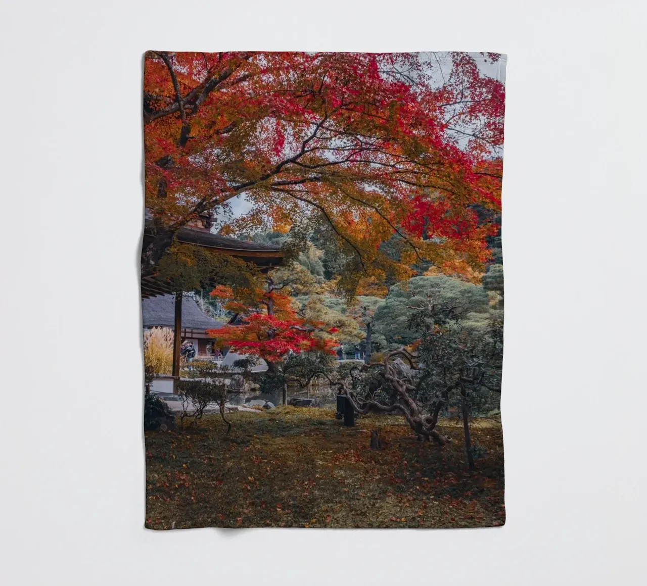 Autumn Temple in Kyoto, Japan fleece blanket by Marcel Bisig