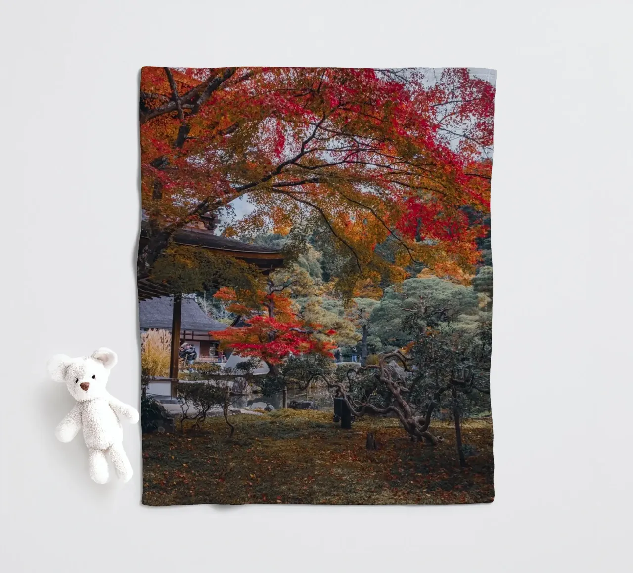 Autumn Temple in Kyoto, Japan fleece blanket by Marcel Bisig
