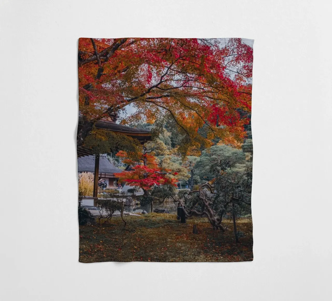 Autumn Temple in Kyoto, Japan fleece blanket by Marcel Bisig
