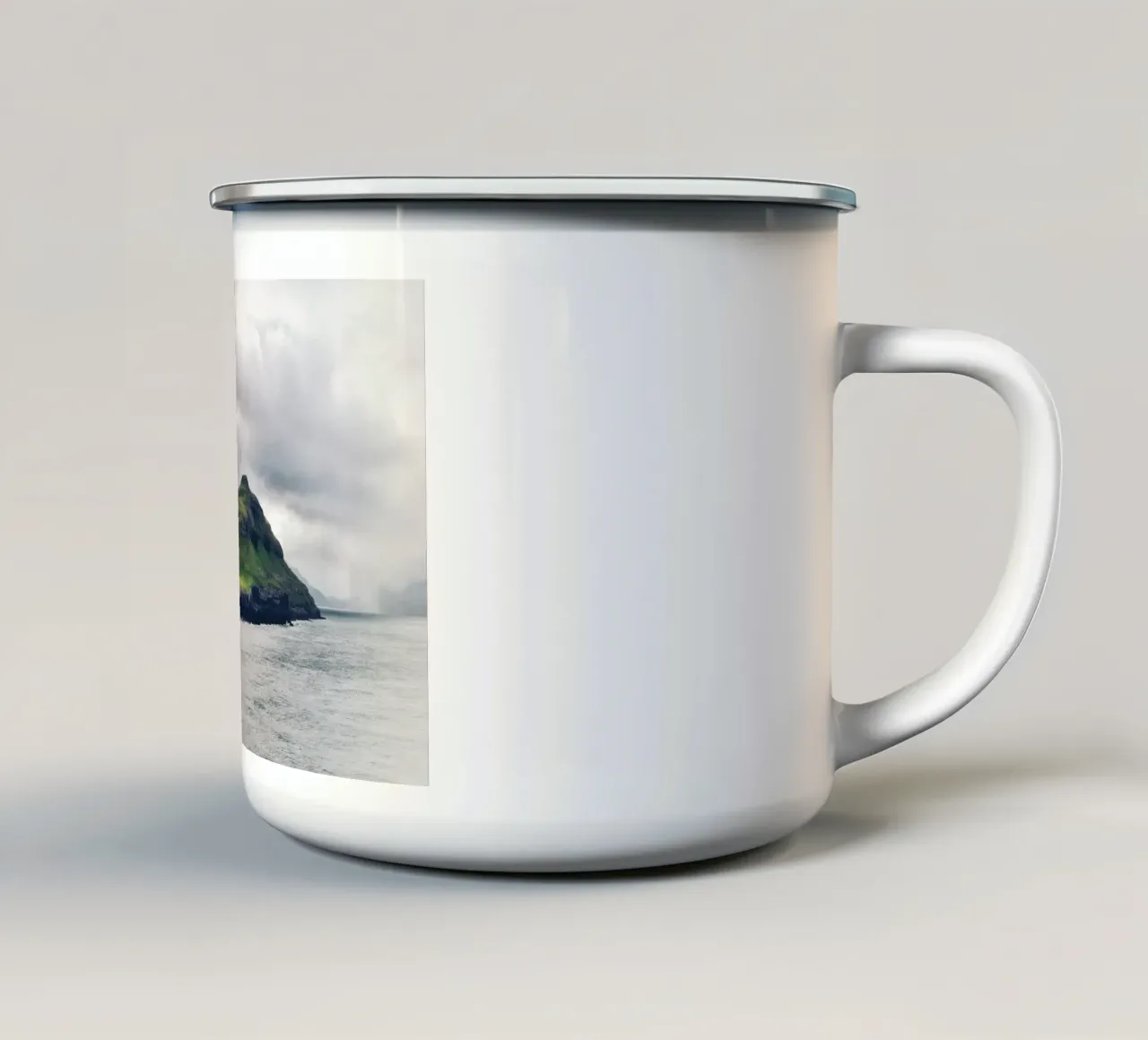 Faroes #04: discover solitude - faroe islands lighthouse tazza in smalto da zenitt