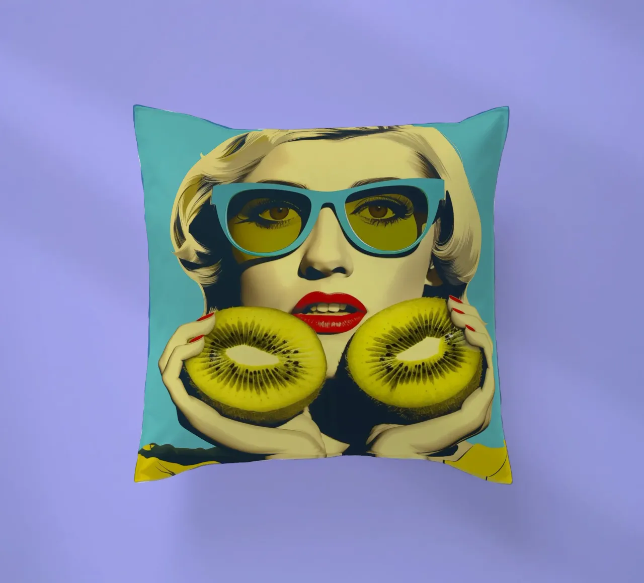 Kiwi Girl | Poster di cucina in stile diner anni '50 cuscino da Autofocus