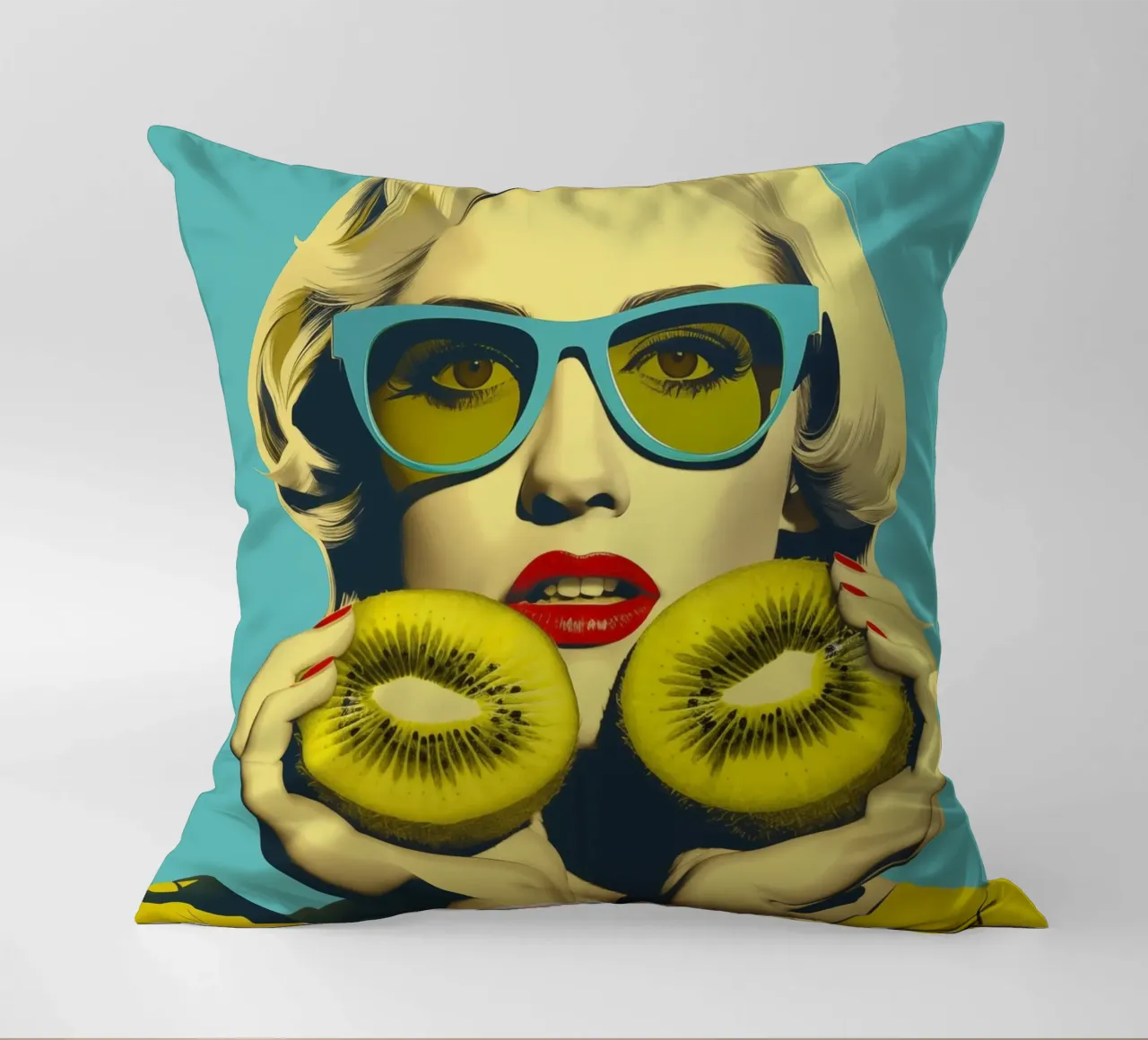 Kiwi Girl | Poster di cucina in stile diner anni '50 cuscino da Autofocus