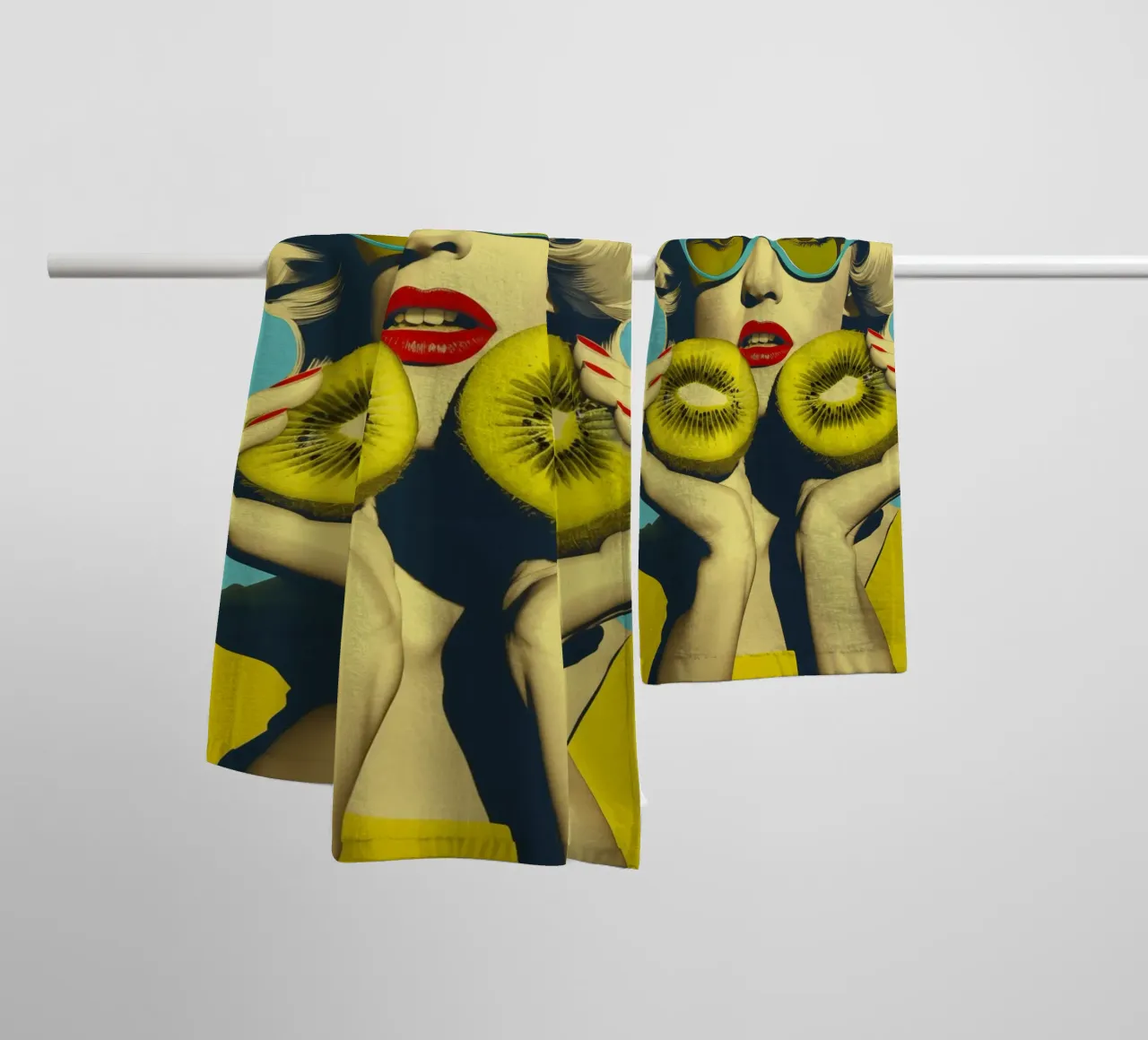 Kiwi Girl | Poster di cucina in stile diner anni '50 asciugamano da bagno da Autofocus